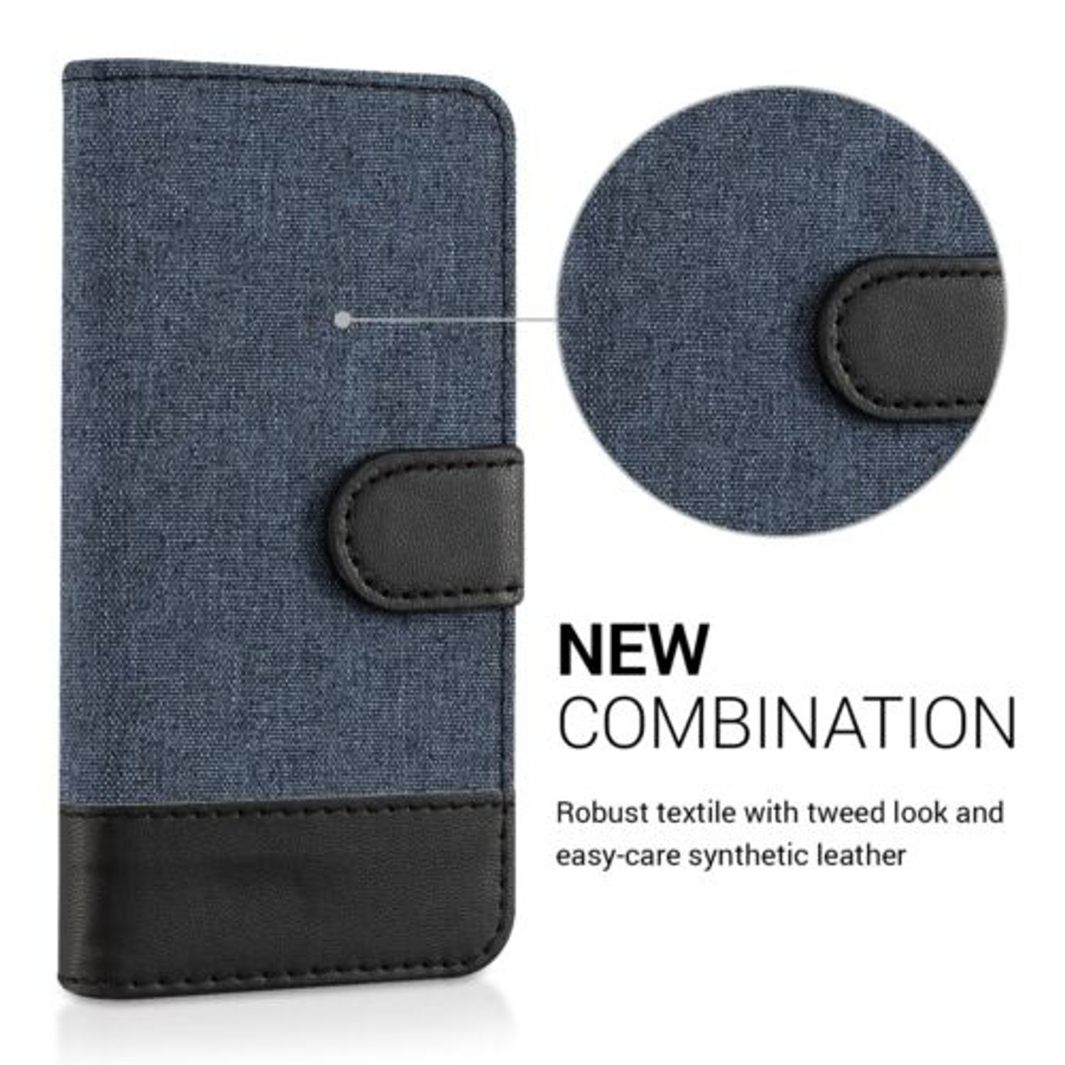 Husa pentru Apple iPhone 5/iPhone 5s/iPhone SE, Textil, Albastru, 35222.17 fotografia produsului View 3 L