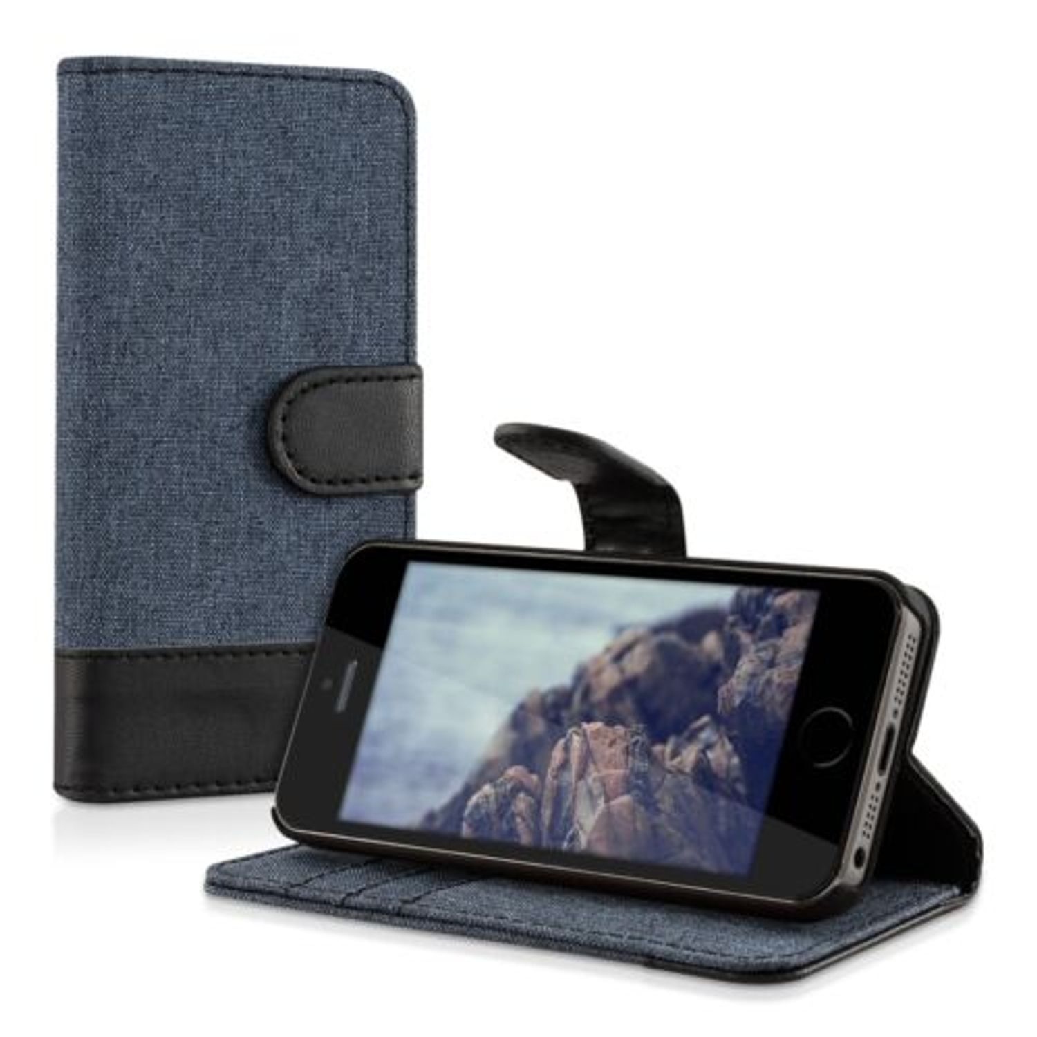 Husa pentru Apple iPhone 5/iPhone 5s/iPhone SE, Textil, Albastru, 35222.17 fotografia produsului View 2 L