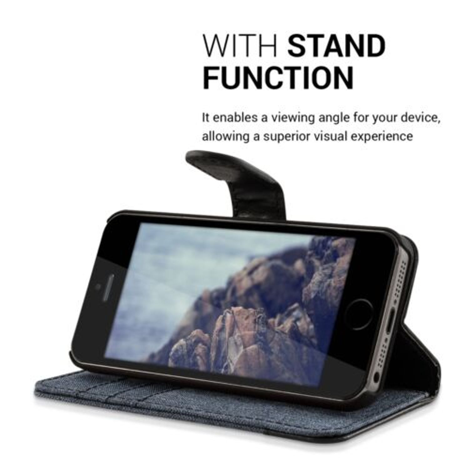 Husa pentru Apple iPhone 5/iPhone 5s/iPhone SE, Textil, Albastru, 35222.17 fotografia produsului View 7 L