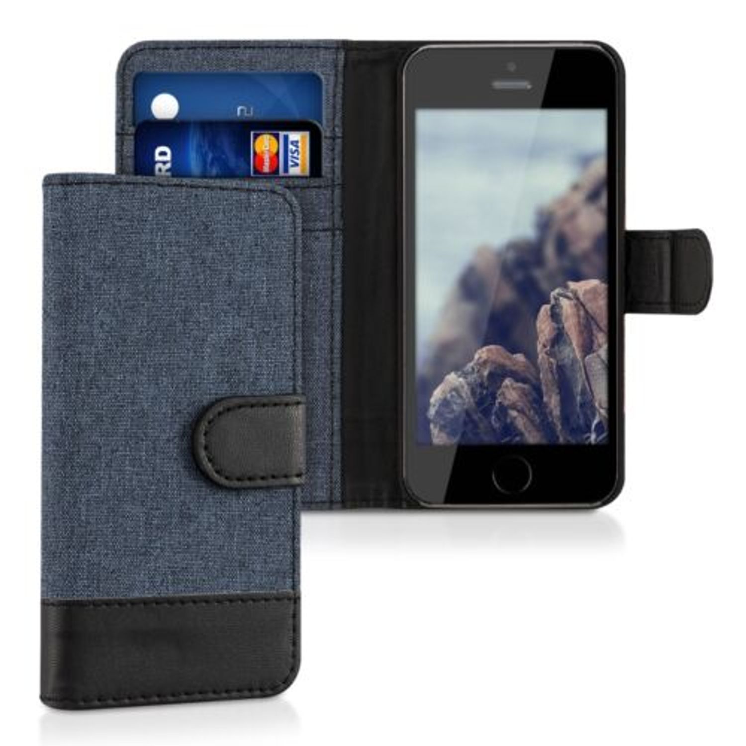 Husa pentru Apple iPhone 5/iPhone 5s/iPhone SE, Textil, Albastru, 35222.17 fotografia produsului