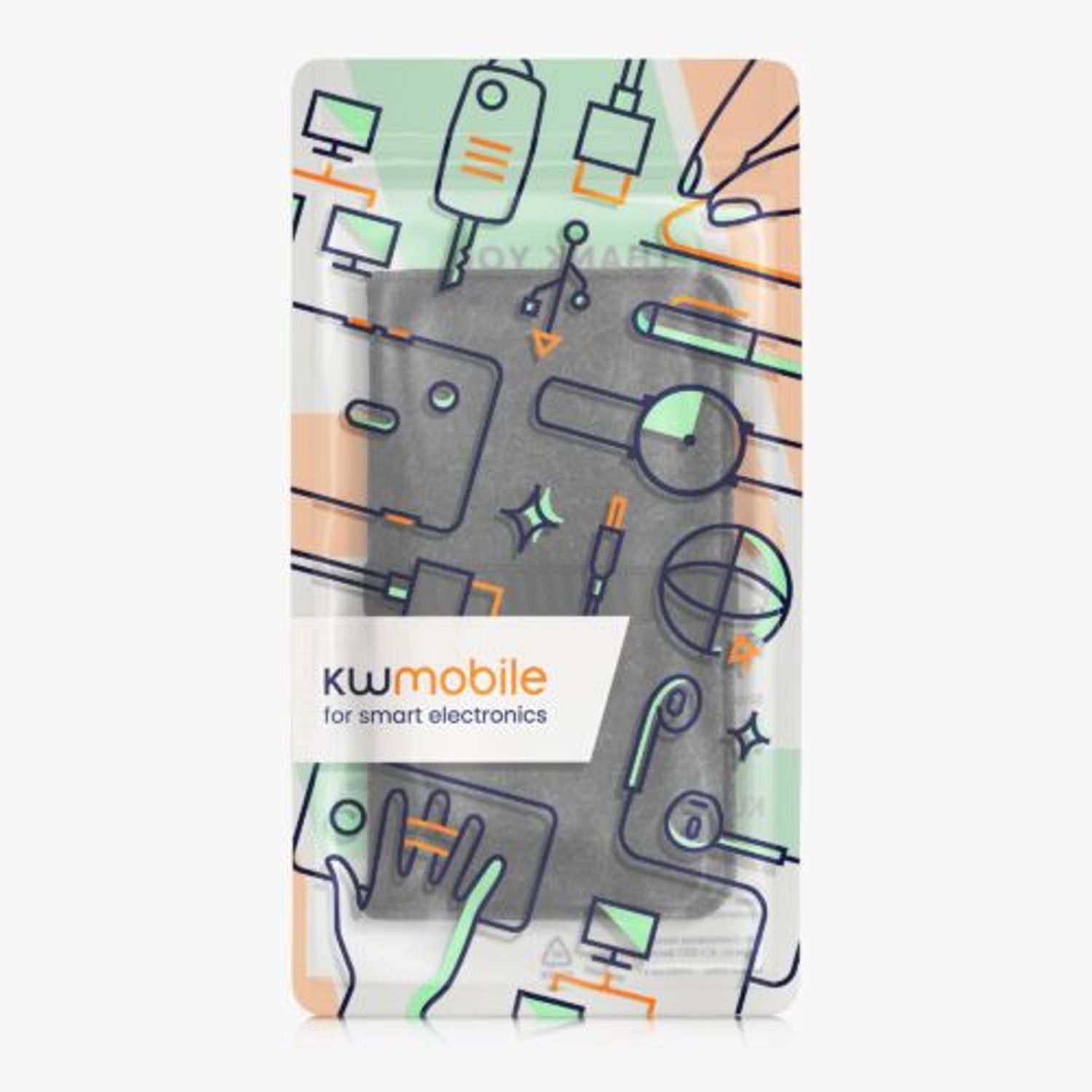 Husa Universala Kwmobile marime M - 5,5 inch, Microfibra, Gri, 58045.02 fotografia produsului View 6 L