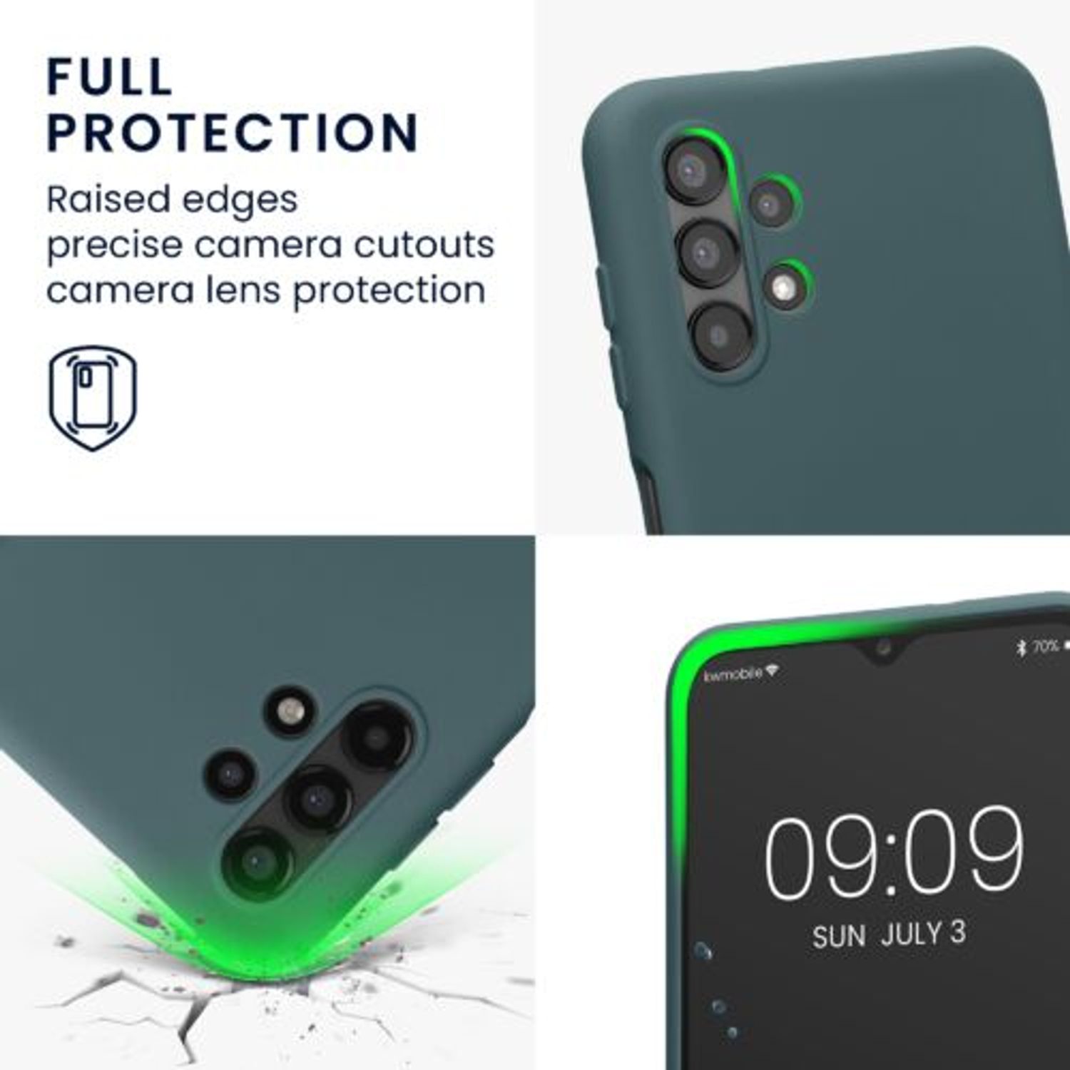 Husa Kwmobile pentru Samsung Galaxy A13, Silicon, Verde, 58049.171 fotografia produsului View 3 L
