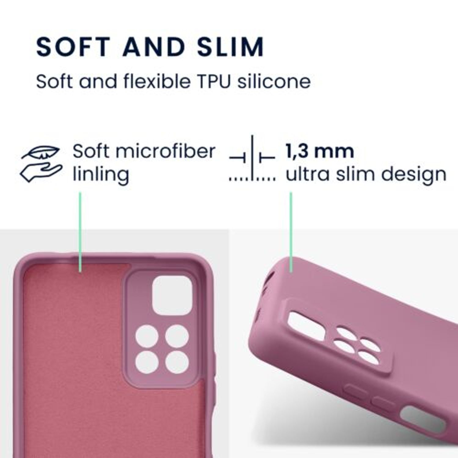 Husa Kwmobile pentru Xiaomi Redmi Note 11 Pro Plus 5G, Silicon, Violet, 58097.167 fotografia produsului View 2 L