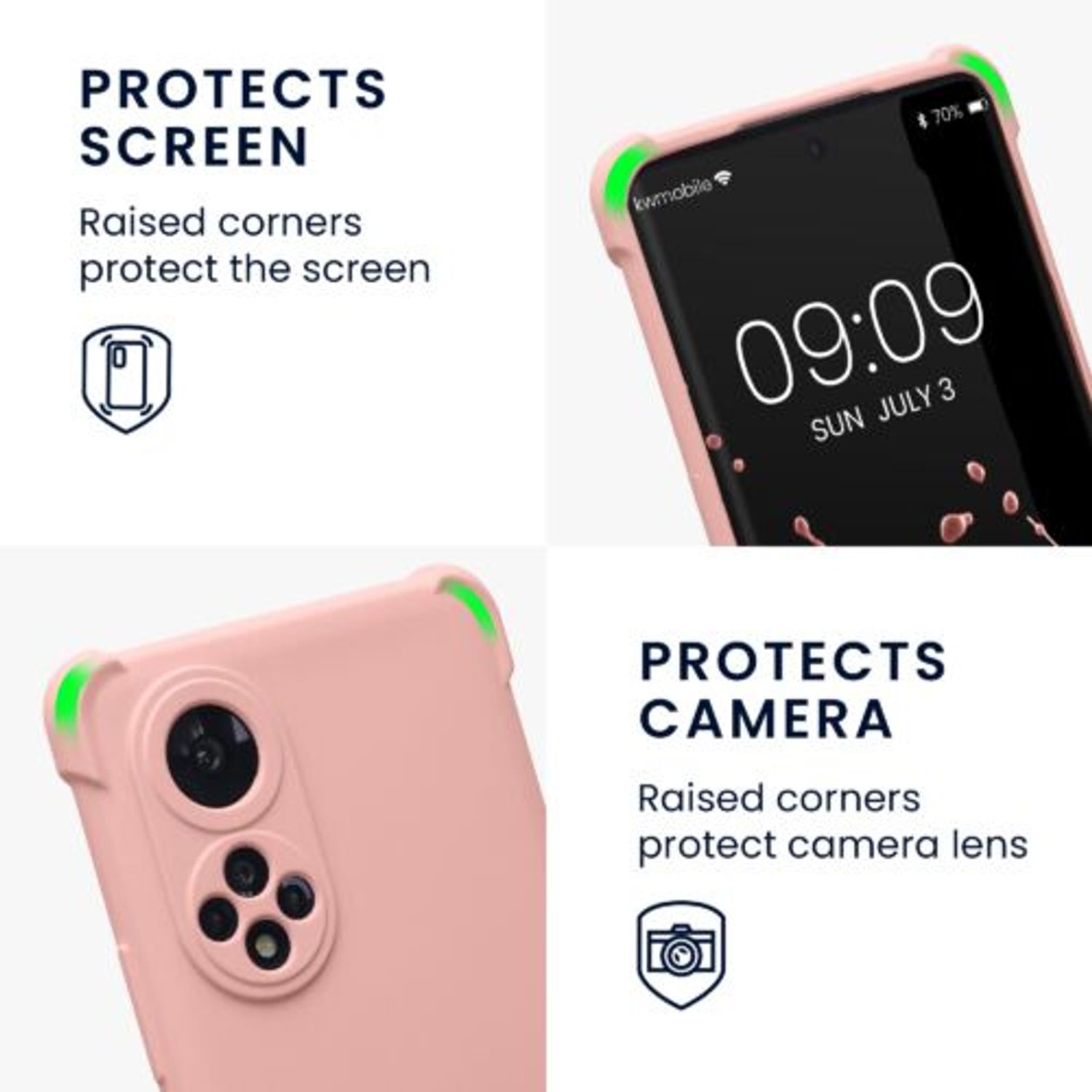 Husa Kwmobile pentru Honor 50, Silicon, Roz, 58089.154 fotografia produsului View 3 L