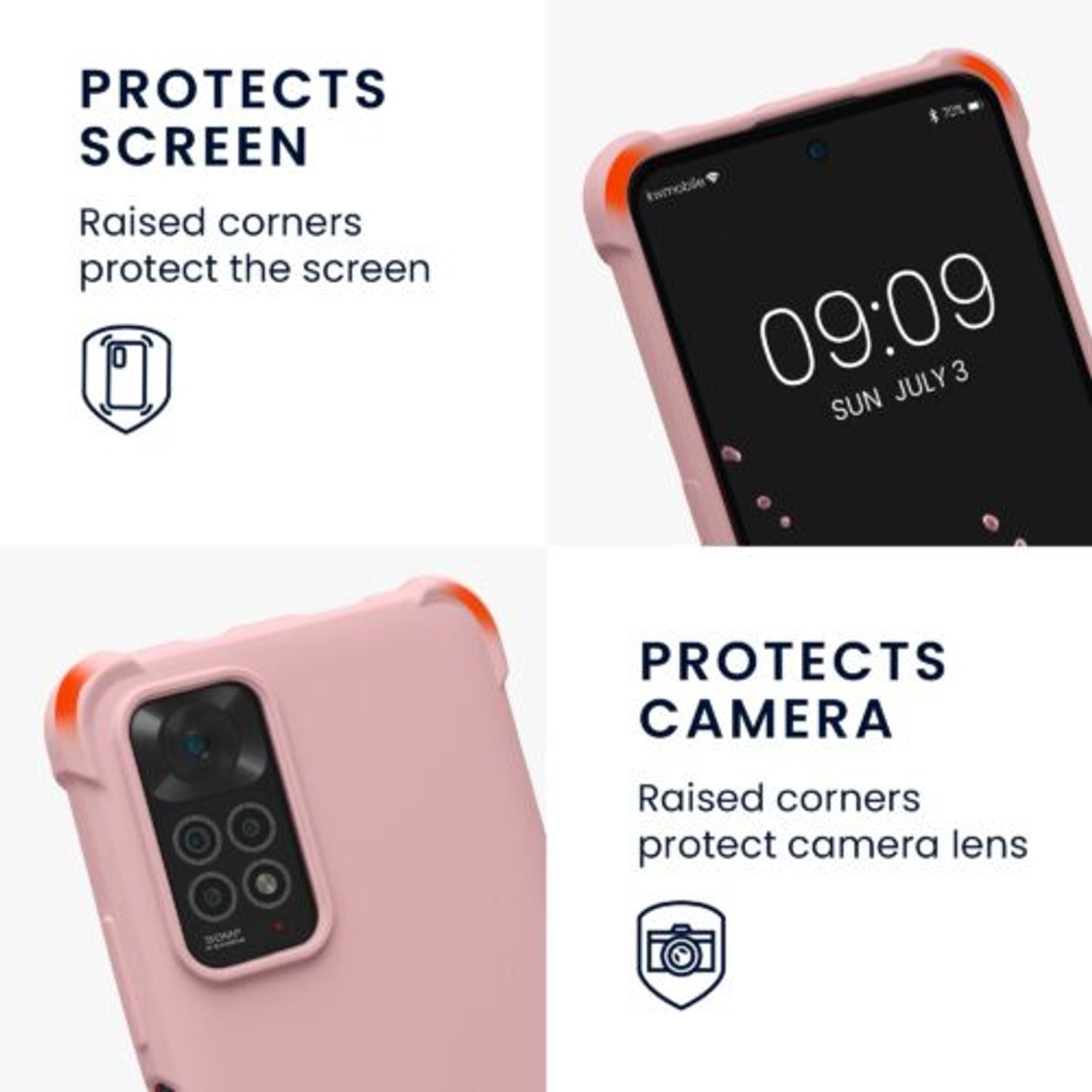 Husa Kwmobile pentru Xiaomi Redmi Note 11/Redmi Note 11s, Silicon, Roz, 58085.154 fotografia produsului View 3 L