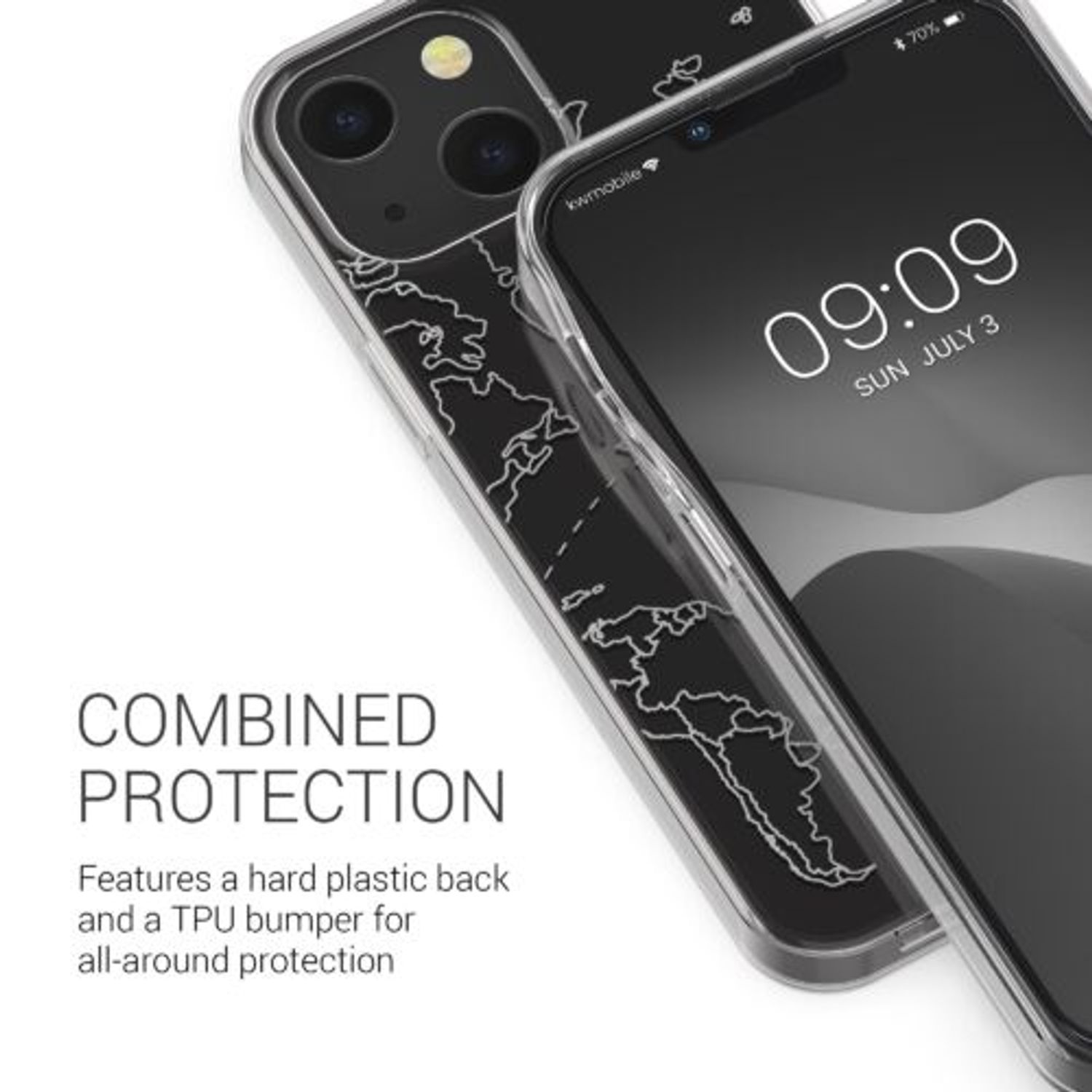 Husa Kwmobile pentru Apple iPhone 13, Silicon, Transparent/Argintiu, 57143.04 fotografia produsului View 4 L