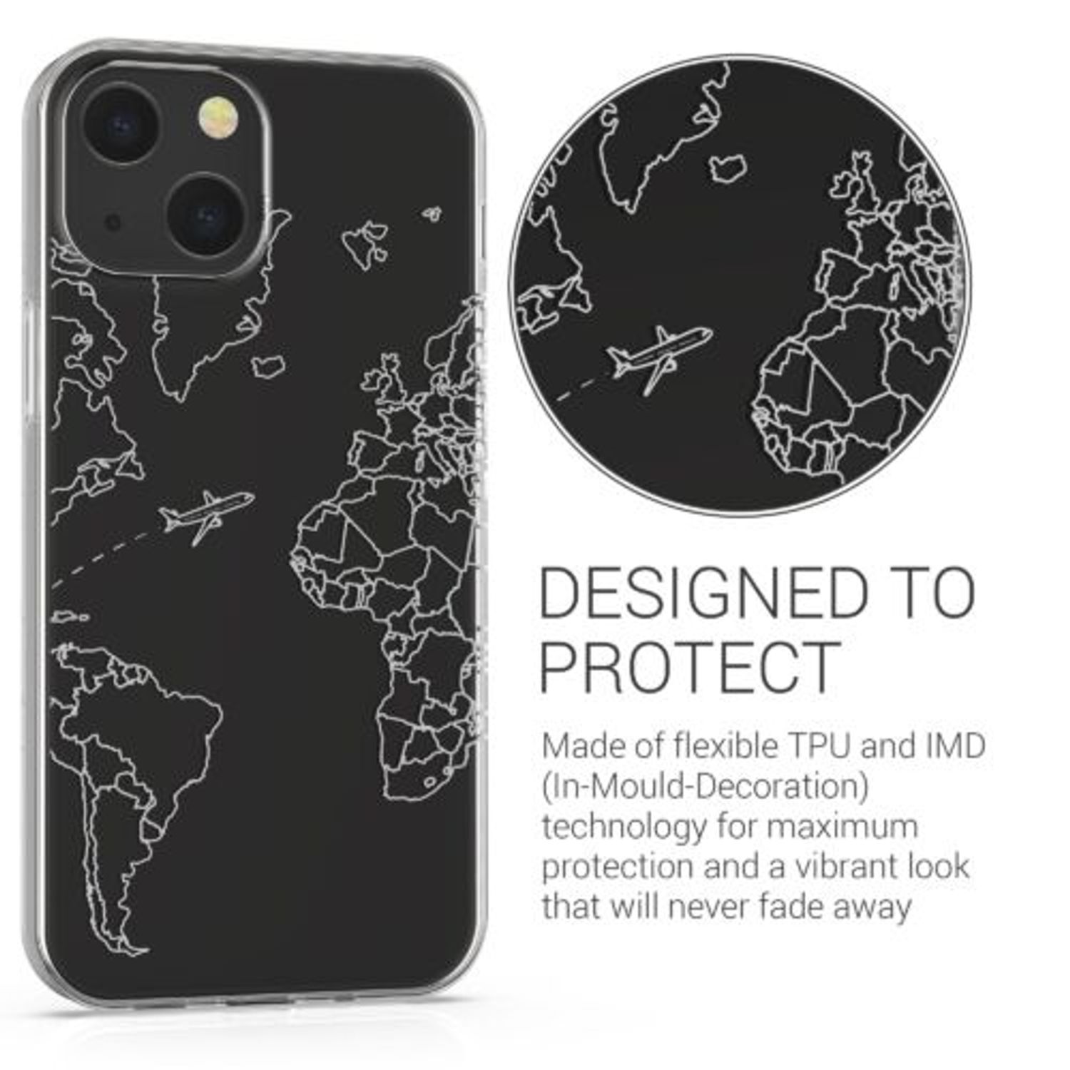 Husa Kwmobile pentru Apple iPhone 13, Silicon, Transparent/Argintiu, 57143.04 fotografia produsului View 5 L