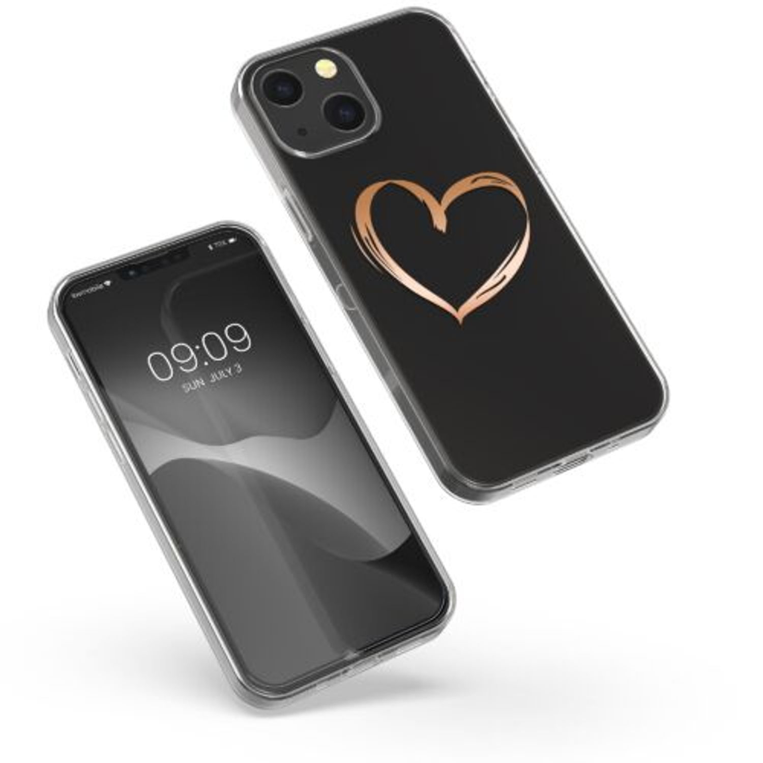 Husa Kwmobile pentru Apple iPhone 13, Silicon, Transparent/Gold, 57143.05 fotografia produsului