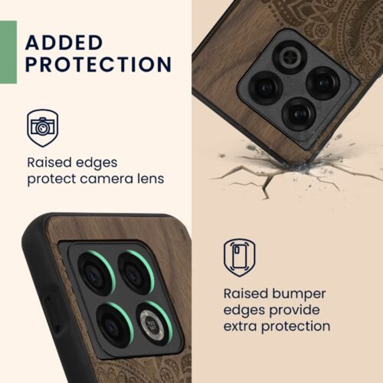 Husa Kwmobile pentru OnePlus 10 Pro, Lemn, Maro, 57462.03 fotografia produsului View 10 L