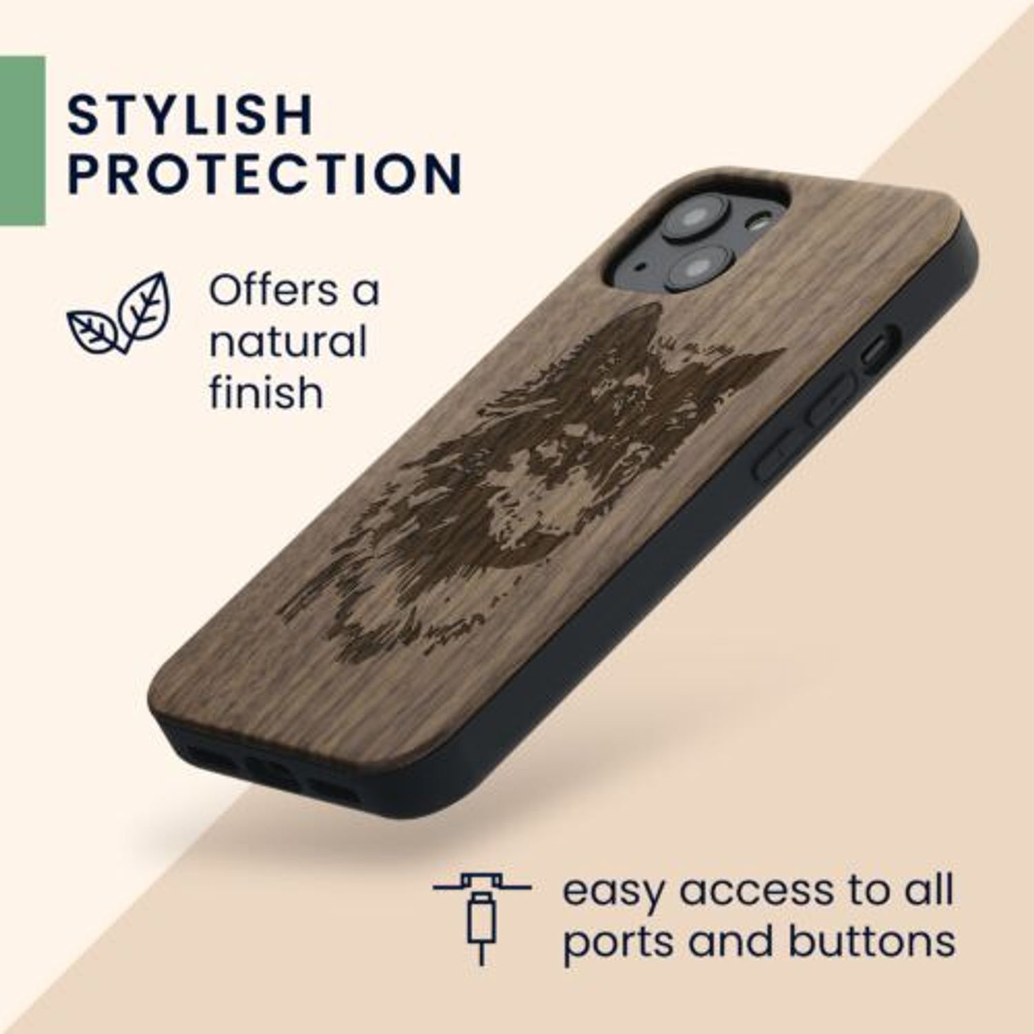 Husa Kwmobile pentru Apple iPhone 13, Lemn, Maro, 55953.10 fotografia produsului View 6 L