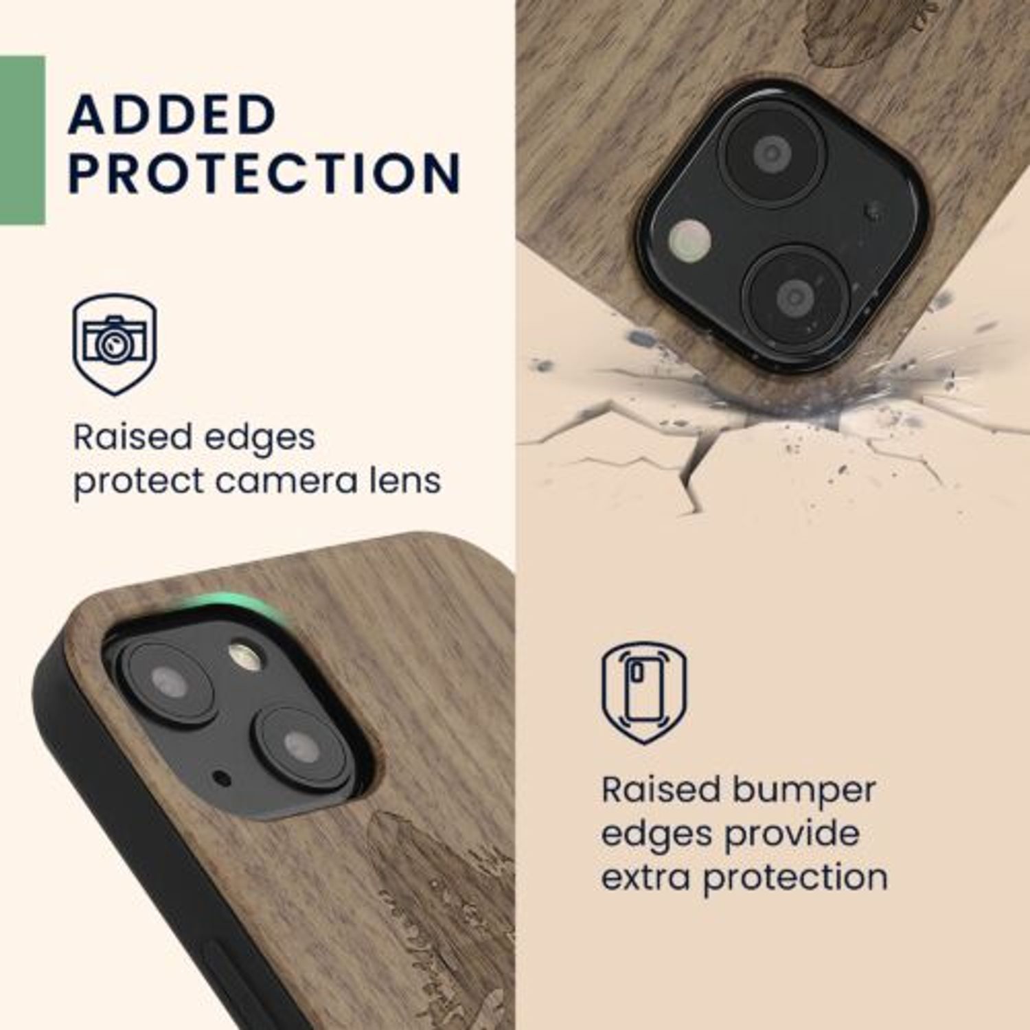 Husa Kwmobile pentru Apple iPhone 13, Lemn, Maro, 55953.10 fotografia produsului View 3 L