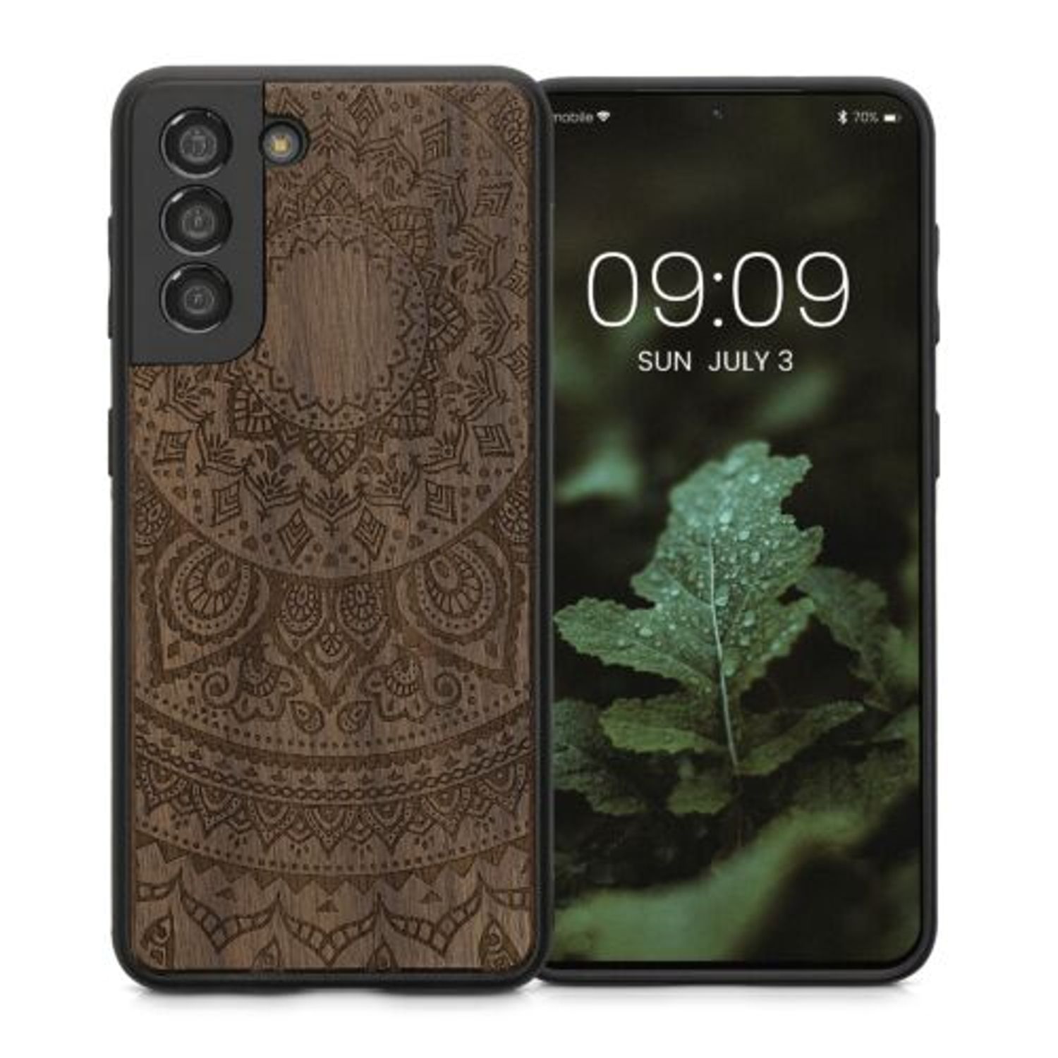 Husa Kwmobile pentru Samsung Galaxy S21, Lemn, Maro, 55082.04 fotografia produsului