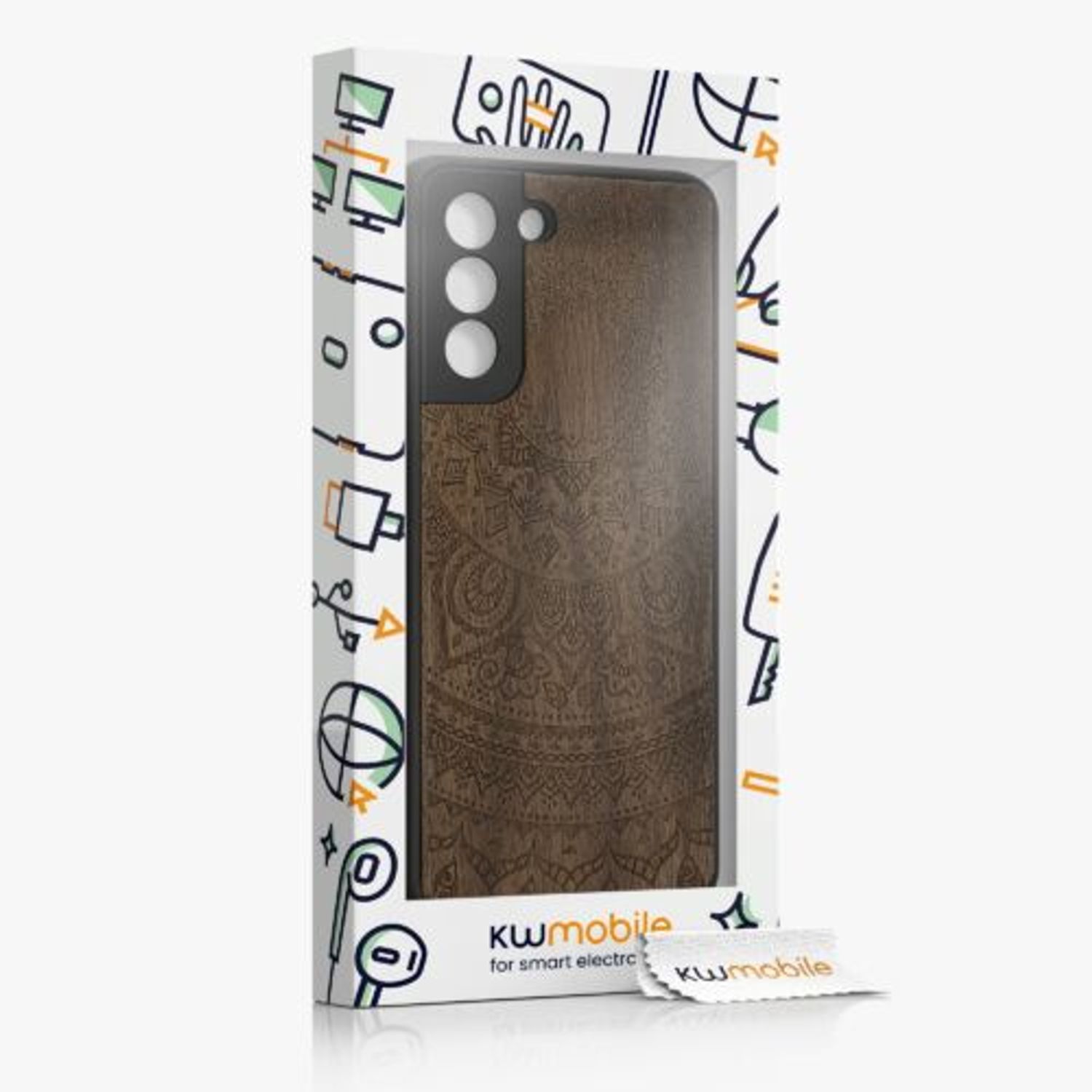 Husa Kwmobile pentru Samsung Galaxy S21, Lemn, Maro, 55082.04 fotografia produsului View 8 L