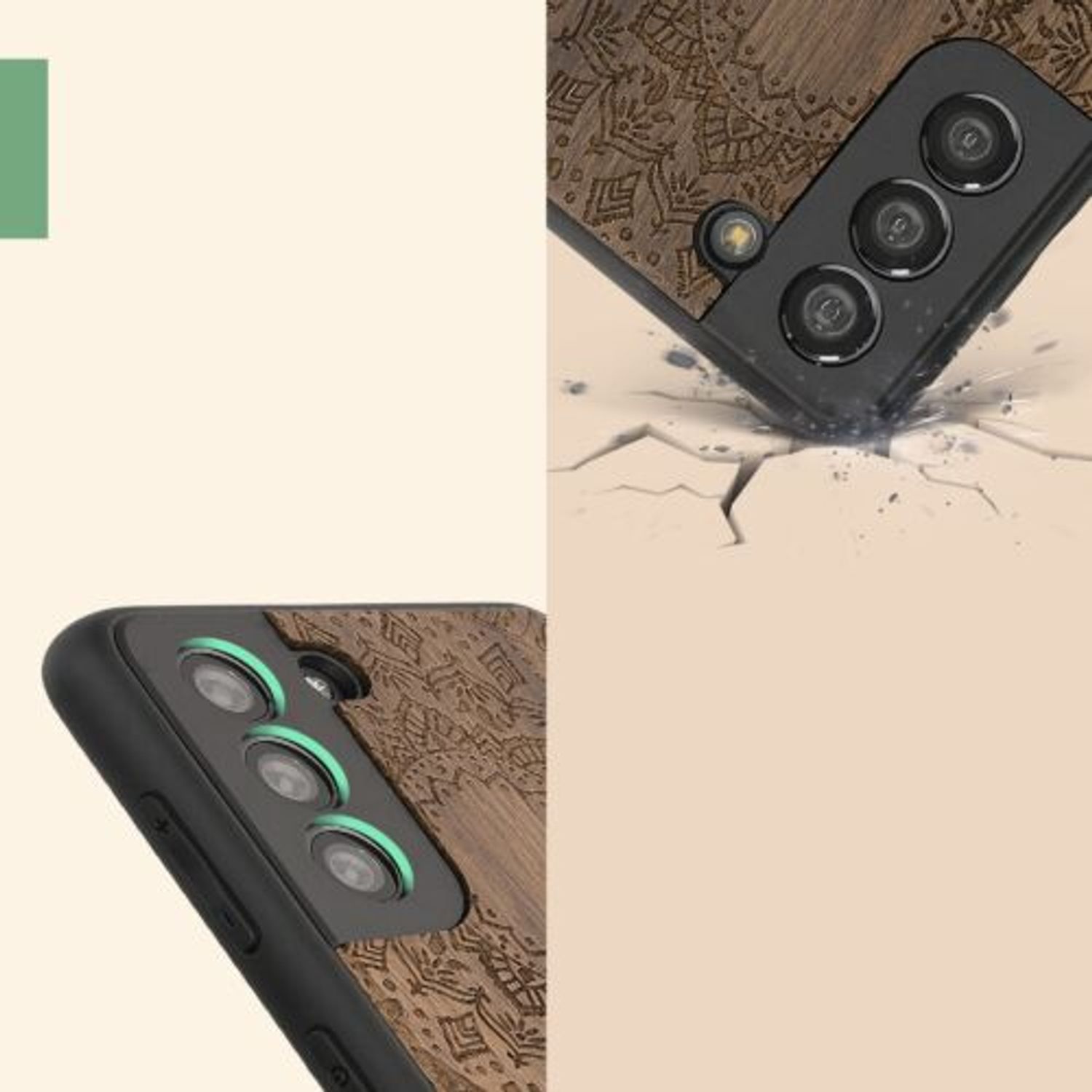 Husa Kwmobile pentru Samsung Galaxy S21, Lemn, Maro, 55082.04 fotografia produsului View 9 L
