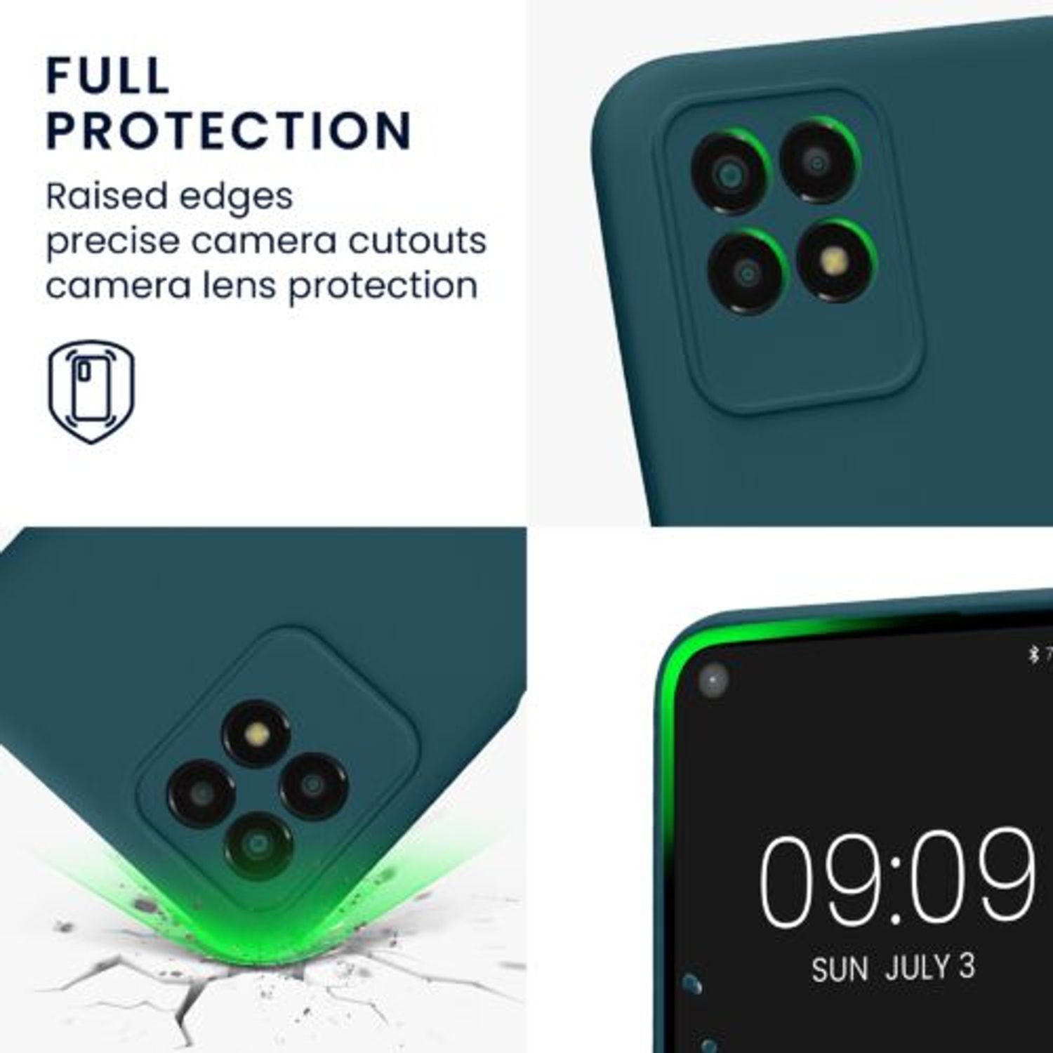 Husa Kwmobile pentru Realme 8i, Silicon, Verde, 58293.57 fotografia produsului View 3 L