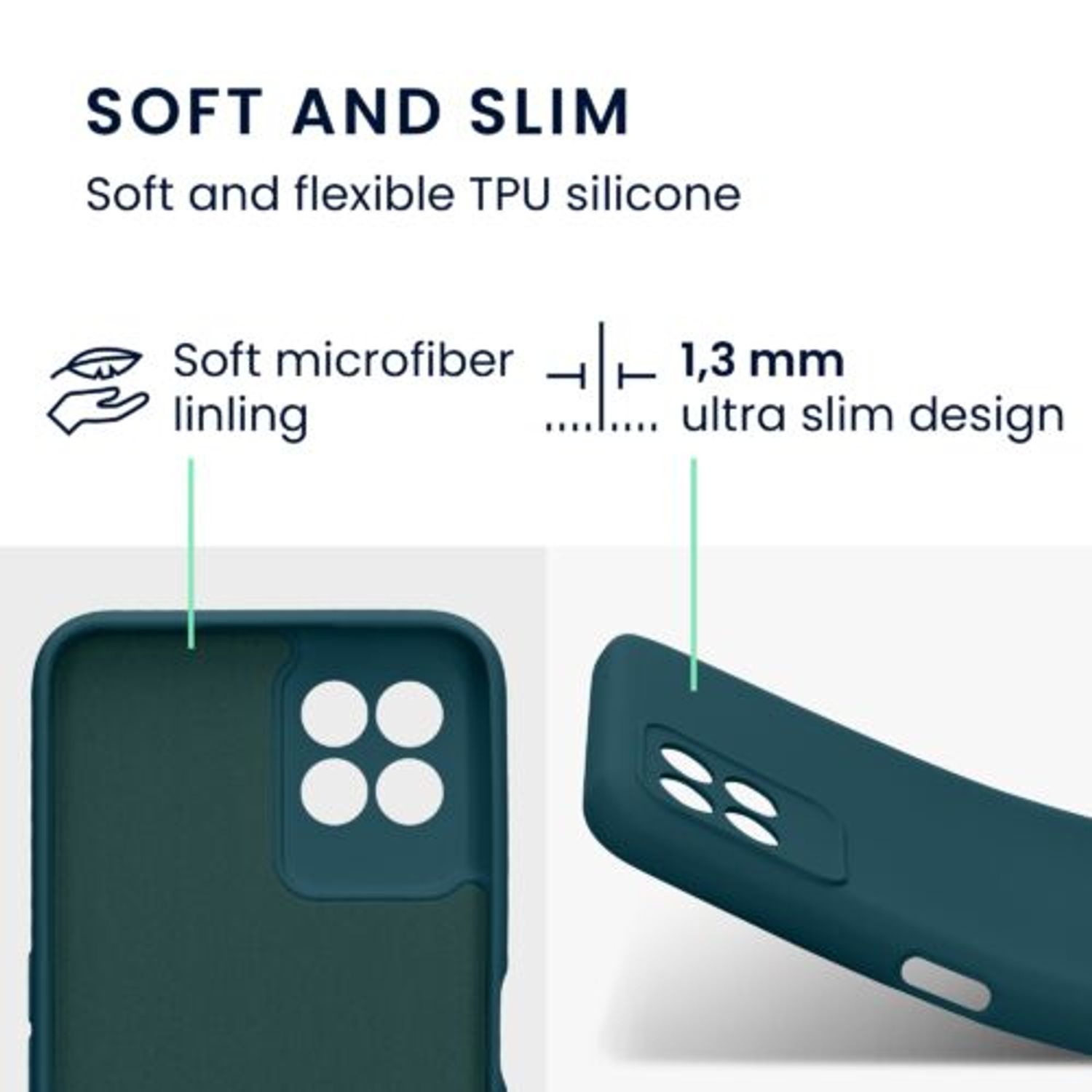 Husa Kwmobile pentru Realme 8i, Silicon, Verde, 58293.57 fotografia produsului View 2 L