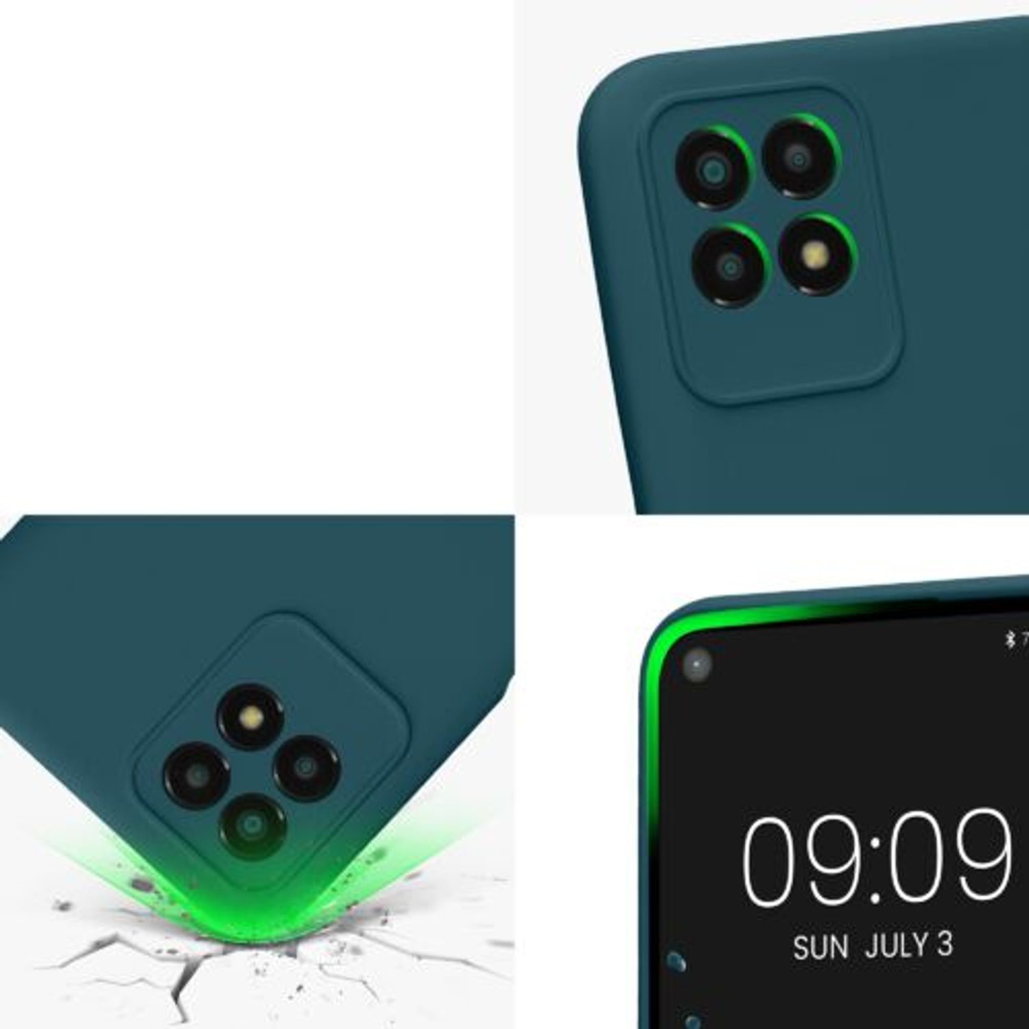 Husa Kwmobile pentru Realme 8i, Silicon, Verde, 58293.57 fotografia produsului View 7 L