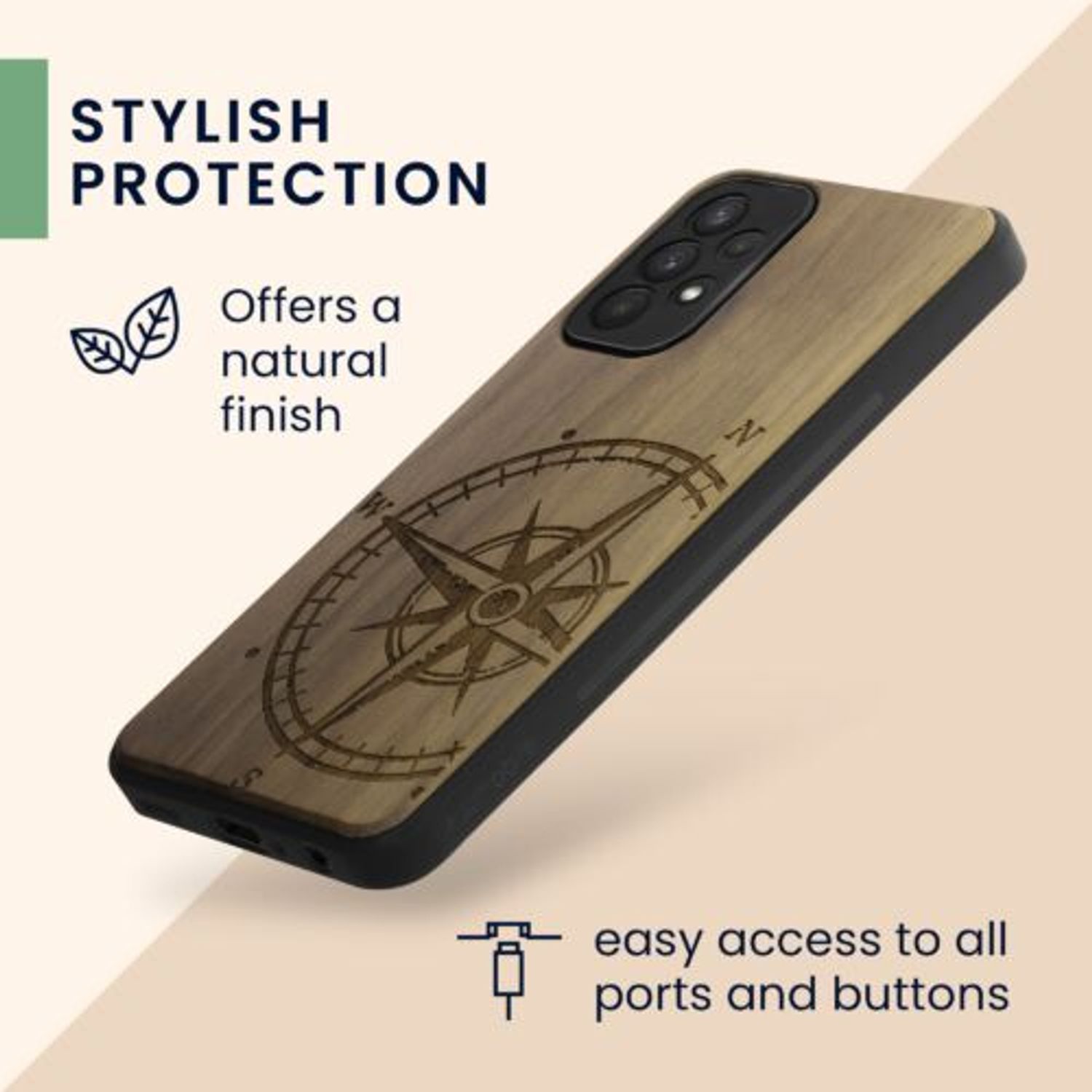 Husa Kwmobile pentru Samsung Galaxy A23, Lemn, Maro, 58314.02 fotografia produsului View 6 L