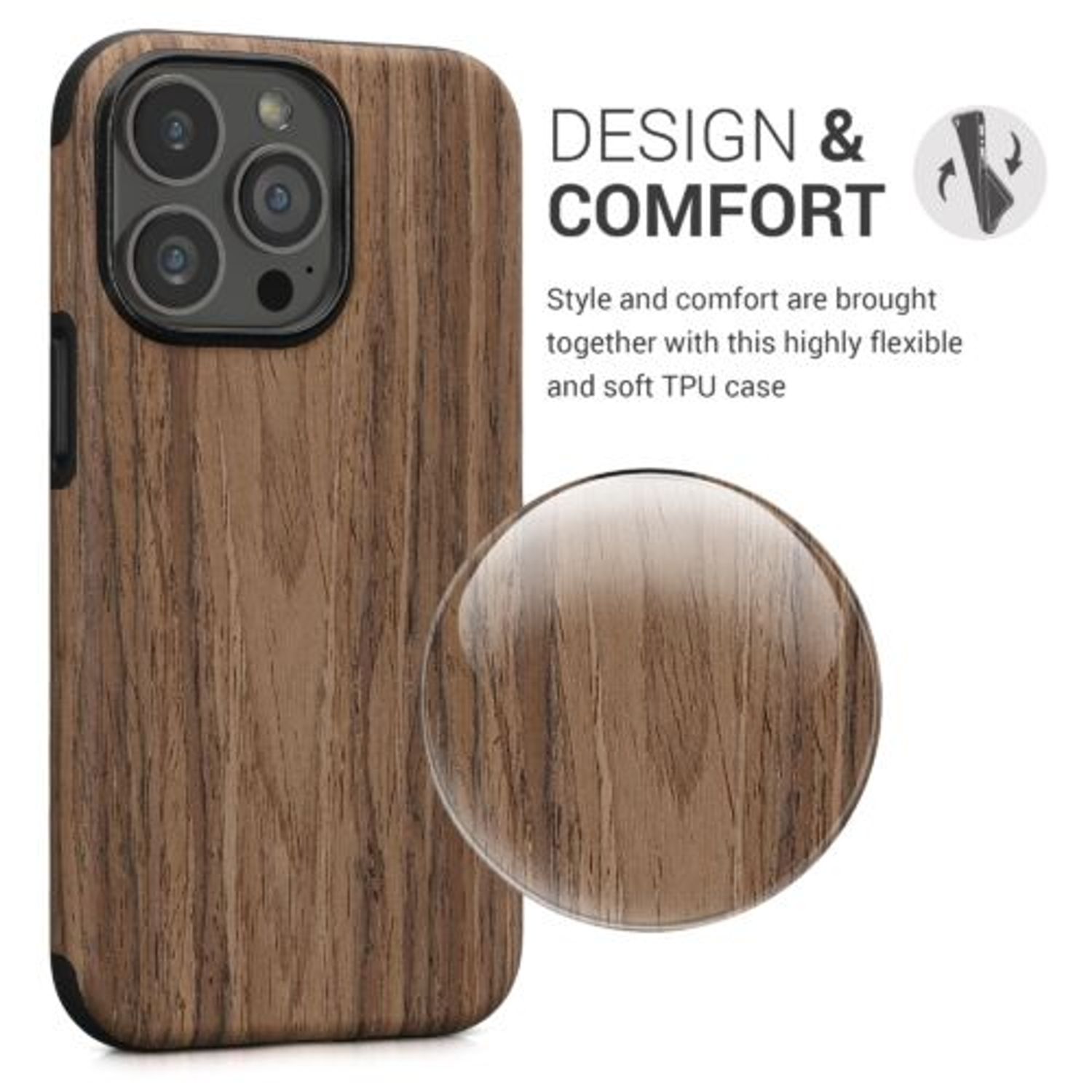 Husa Kwmobile pentru Apple iPhone 13 Pro, Lemn, Maro, 58303.01 fotografia produsului View 6 L