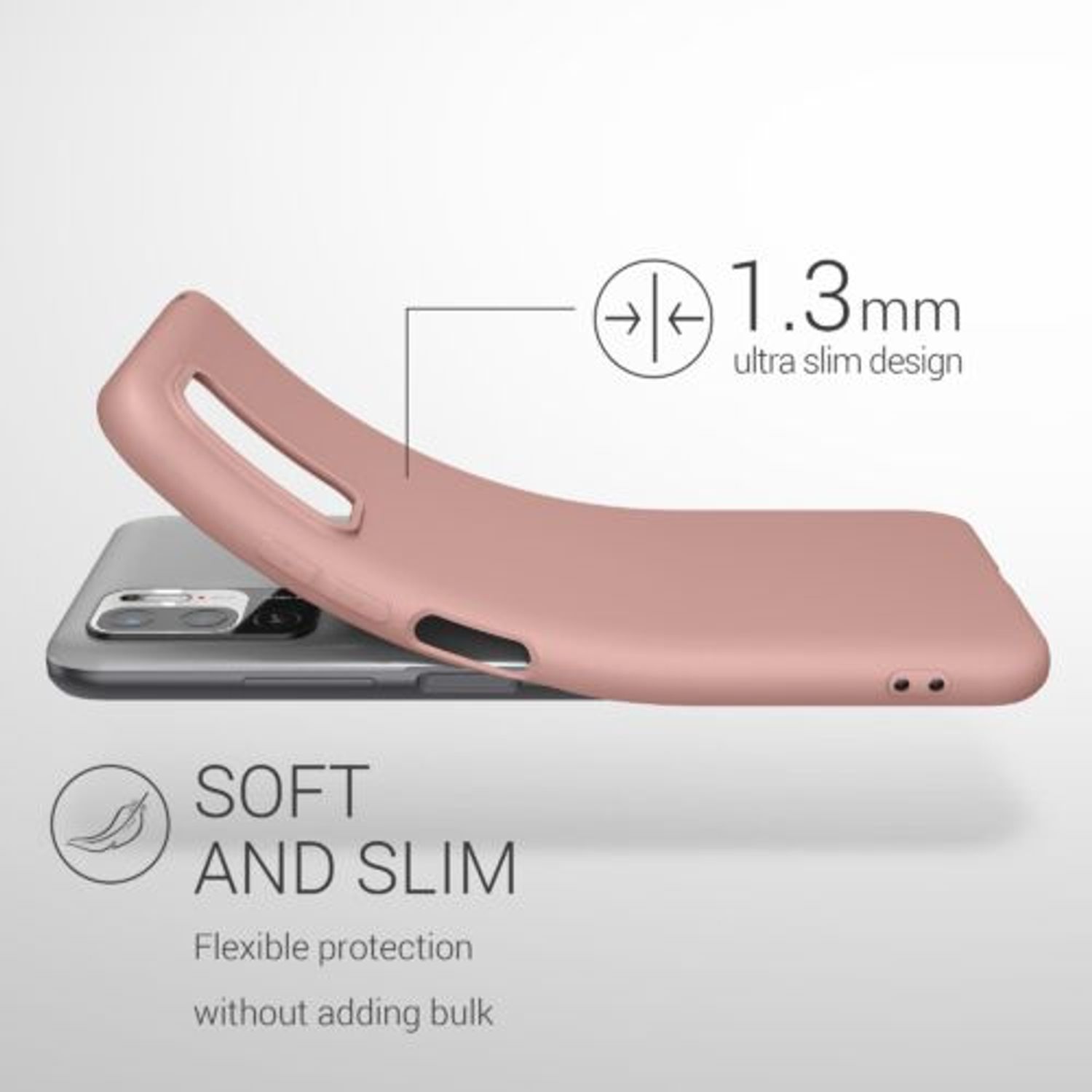 Husa Kwmobile pentru Xiaomi Redmi Note 10 5G, Silicon, Roz, 54947.193 fotografia produsului View 2 L