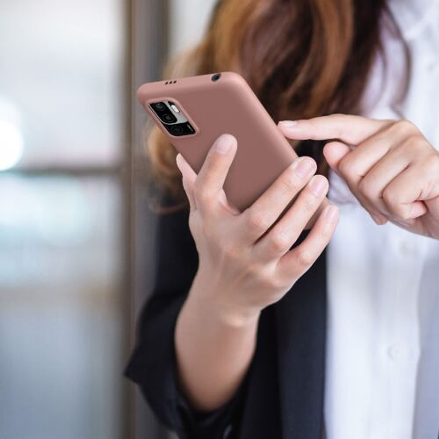 Husa Kwmobile pentru Xiaomi Redmi Note 10 5G, Silicon, Roz, 54947.193 fotografia produsului View 4 L