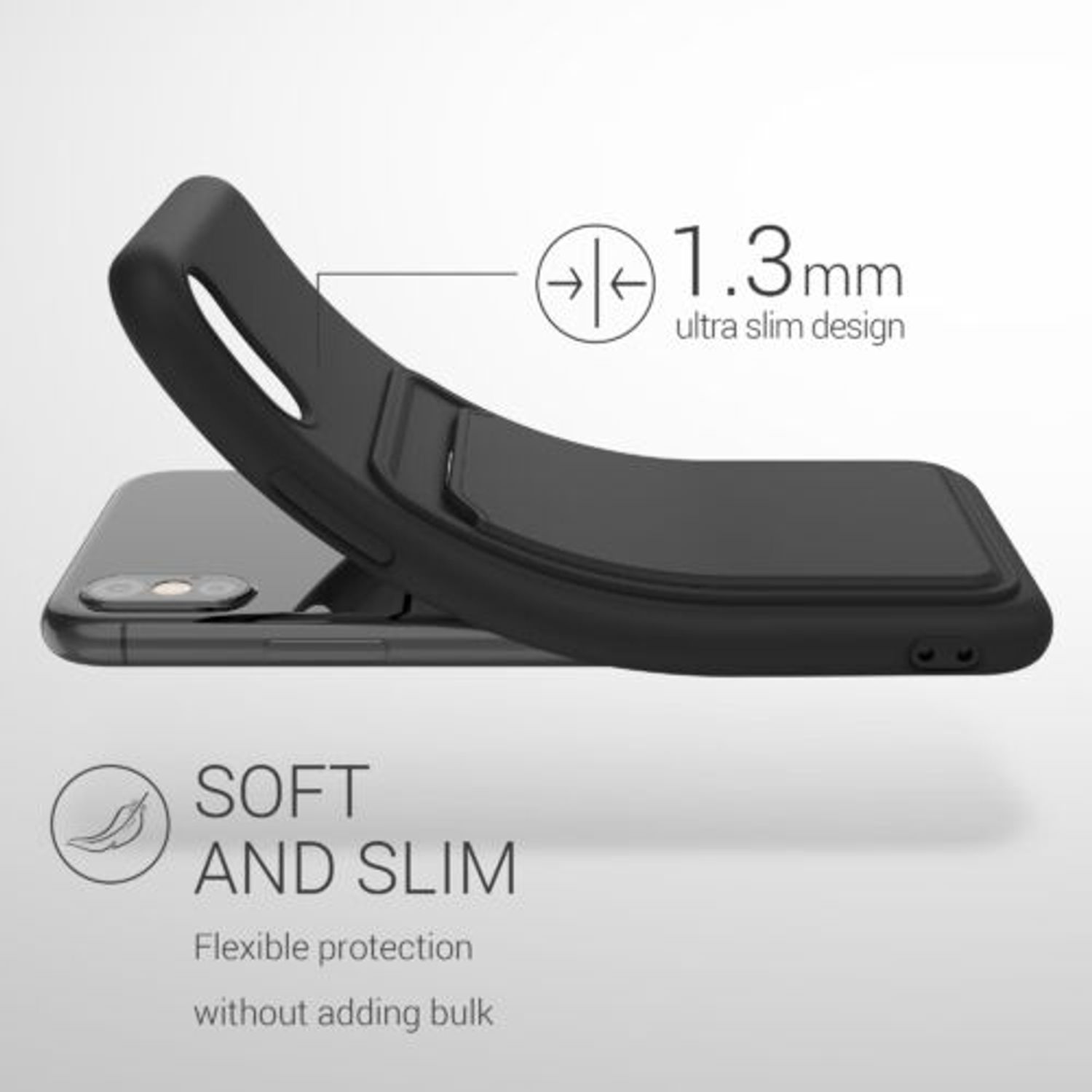 Husa pentru iPhone X/iPhone XS, Silicon, Negru, 55119.01 fotografia produsului View 3 L