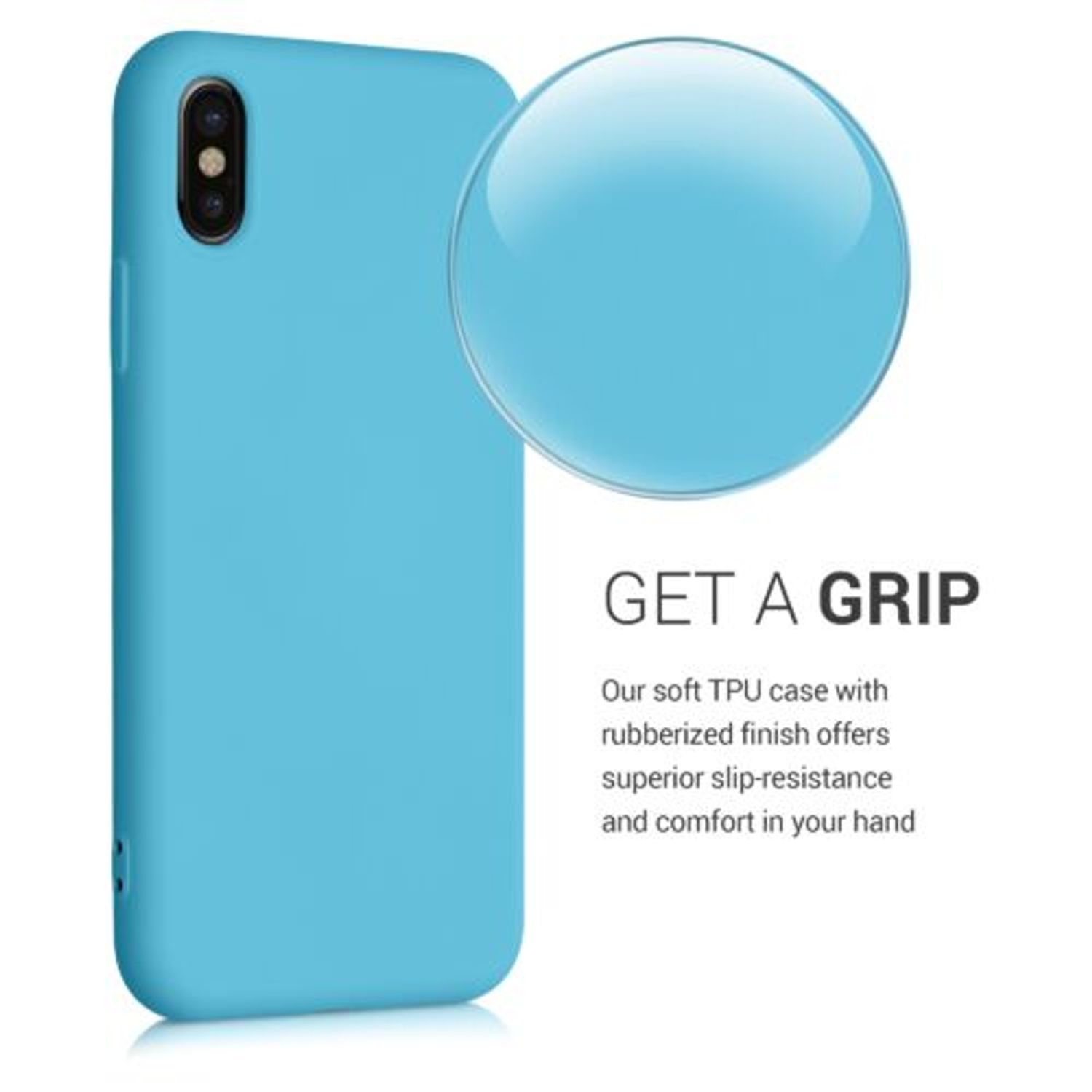 Husa pentru iPhone X/iPhone XS, Silicon, Albastru, 49982.223 fotografia produsului View 5 L