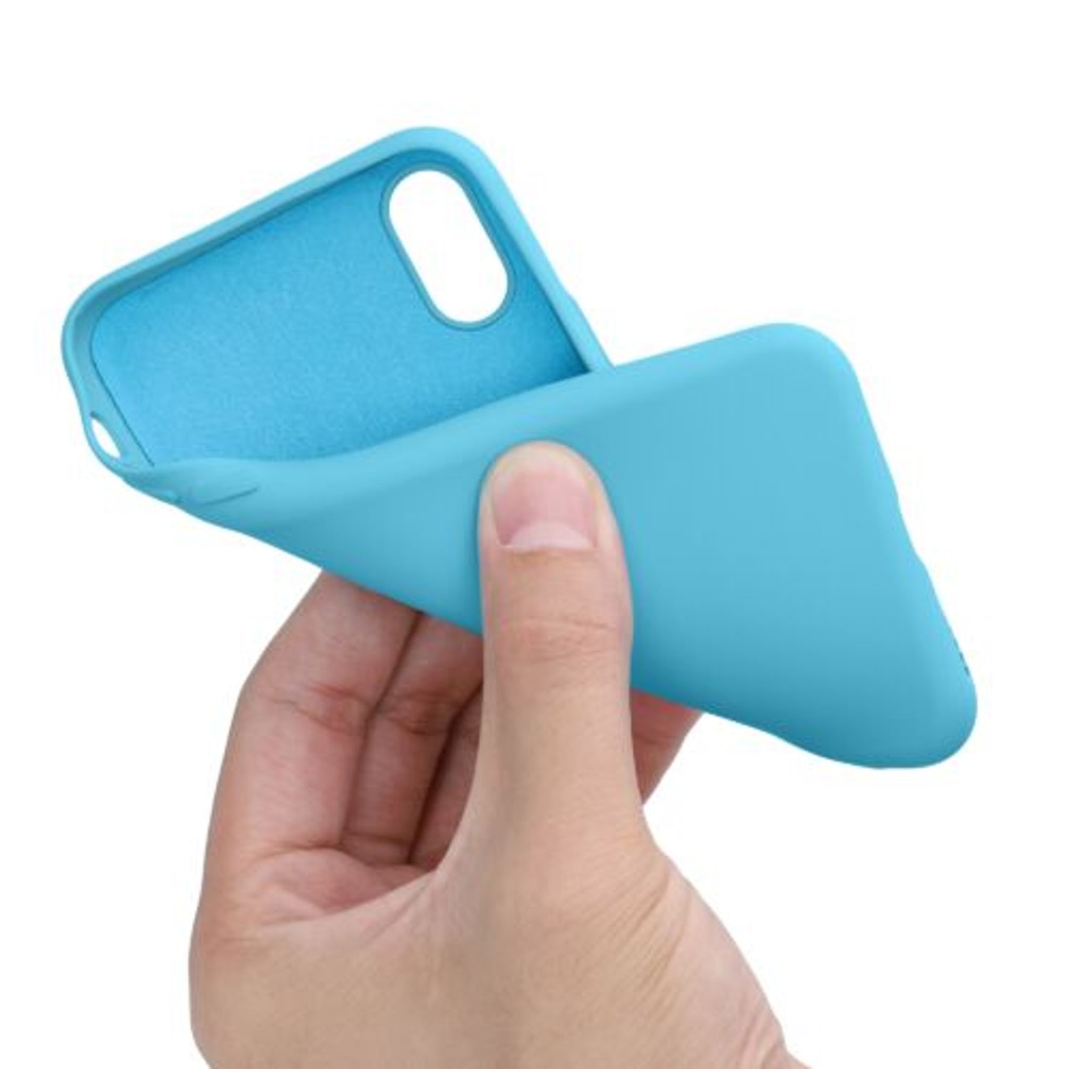 Husa pentru iPhone X/iPhone XS, Silicon, Albastru, 49982.223 fotografia produsului View 8 L