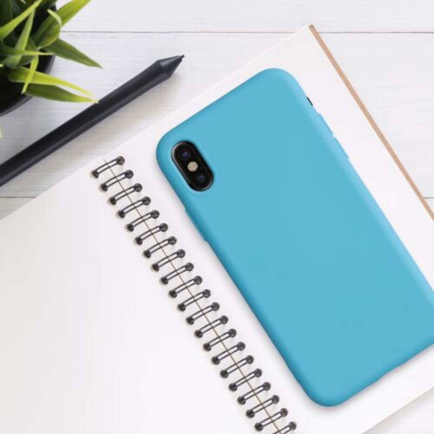 Husa pentru iPhone X/iPhone XS, Silicon, Albastru, 49982.223 fotografia produsului View 3 L