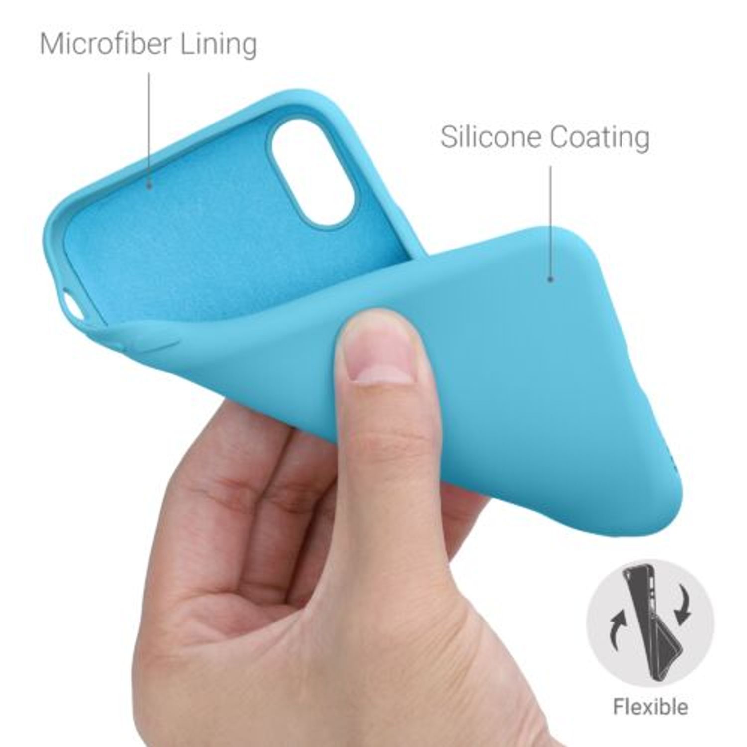 Husa pentru iPhone X/iPhone XS, Silicon, Albastru, 49982.223 fotografia produsului View 4 L