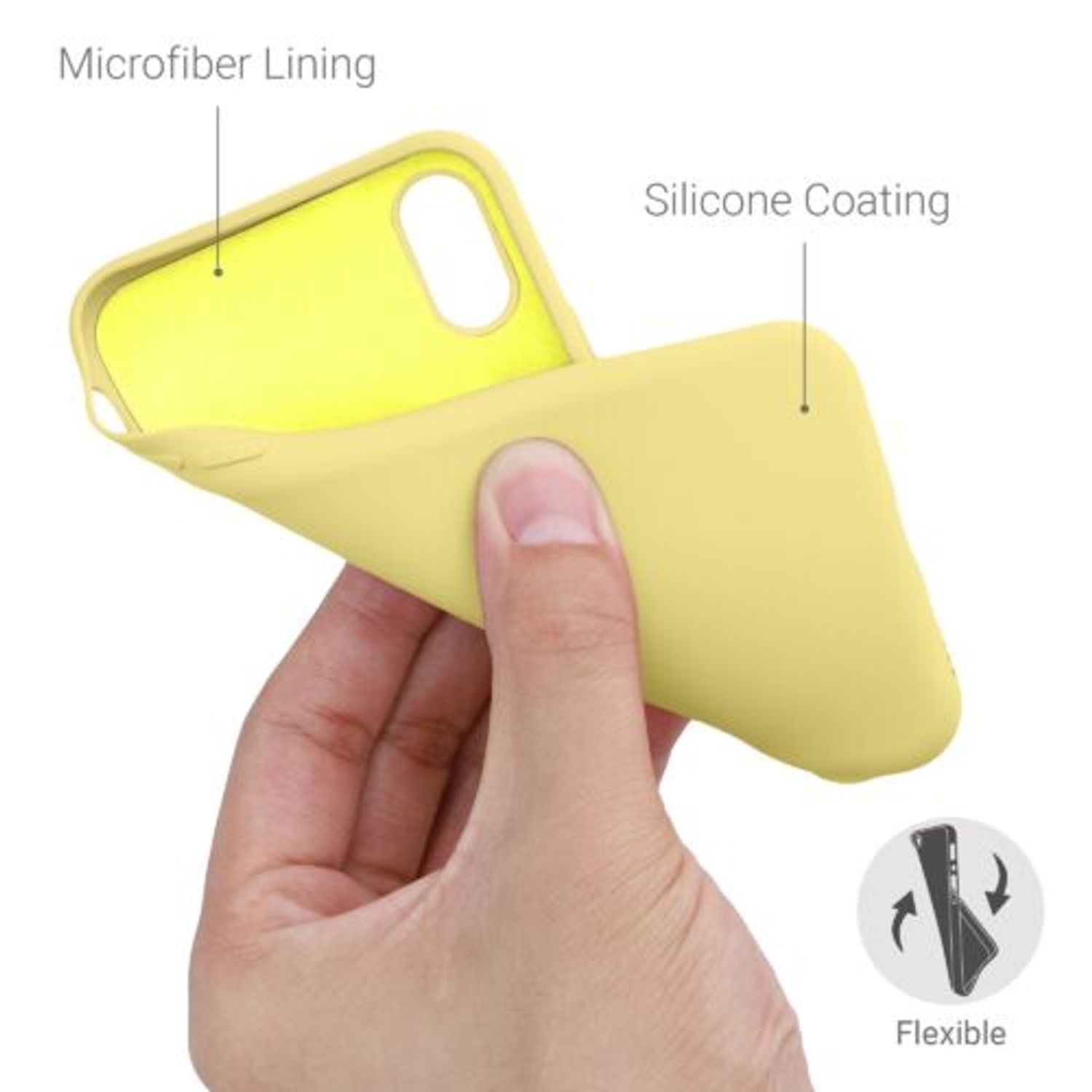 Husa pentru iPhone X/iPhone XS, Silicon, Galben, 49982.216 fotografia produsului View 15 L