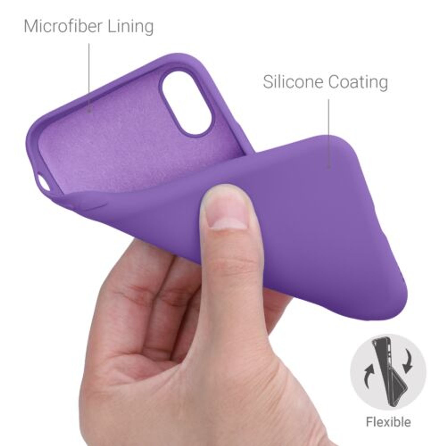 Husa pentru iPhone X/iPhone XS, Silicon, Mov, 49982.221 fotografia produsului View 4 L