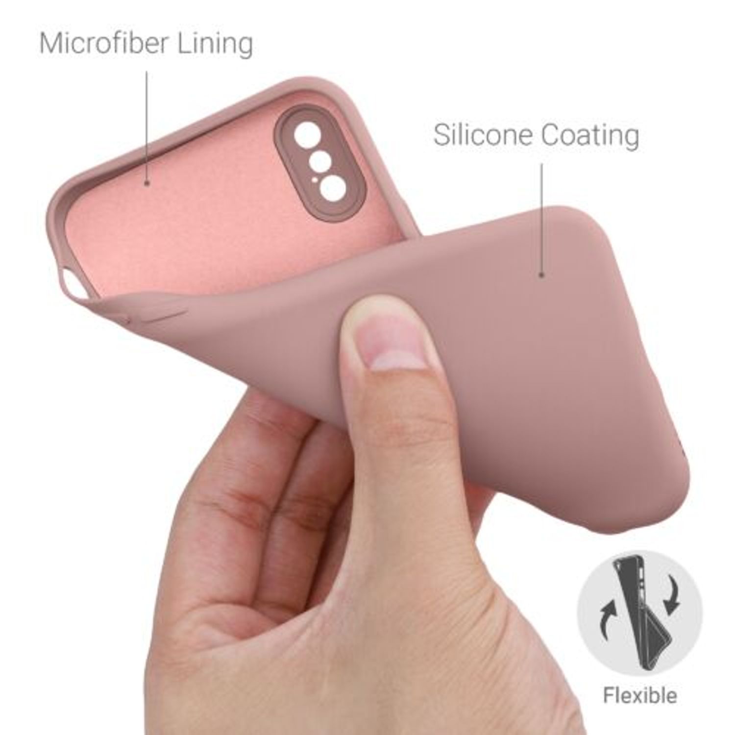 Husa pentru iPhone X/iPhone XS, Silicon, Roz, 49982.193 fotografia produsului View 4 L