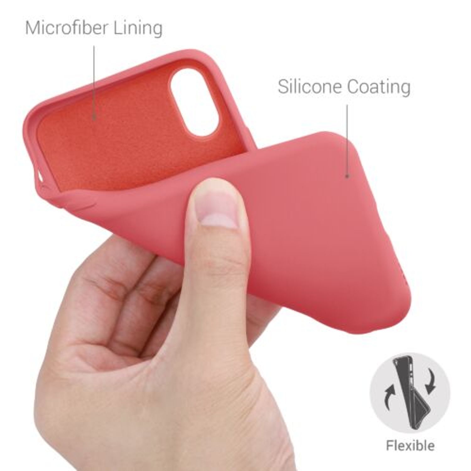 Husa pentru iPhone X/iPhone XS, Silicon, Roz, 49982.219 fotografia produsului View 4 L