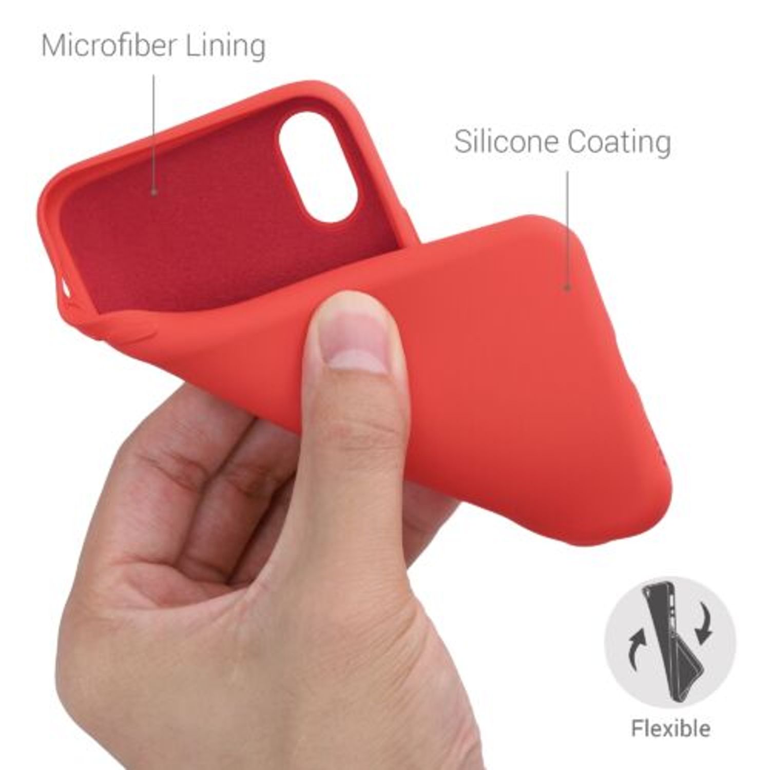 Husa pentru iPhone X/iPhone XS, Silicon, Rosu, 49982.218 fotografia produsului View 4 L