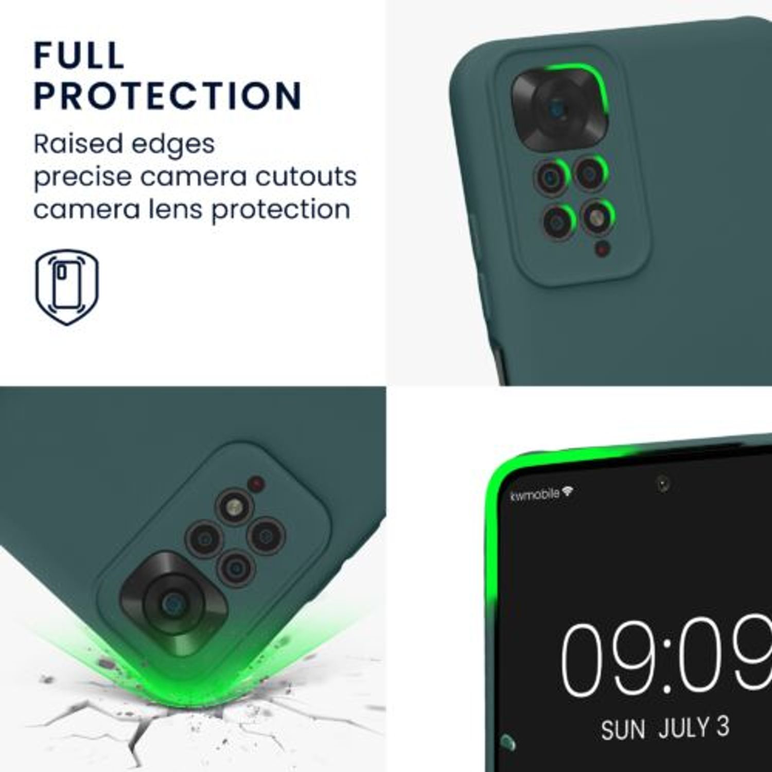 Husa Kwmobile pentru Xiaomi Redmi Note 11/Redmi Note 11s, Silicon, Verde, 57918.169 fotografia produsului View 3 L