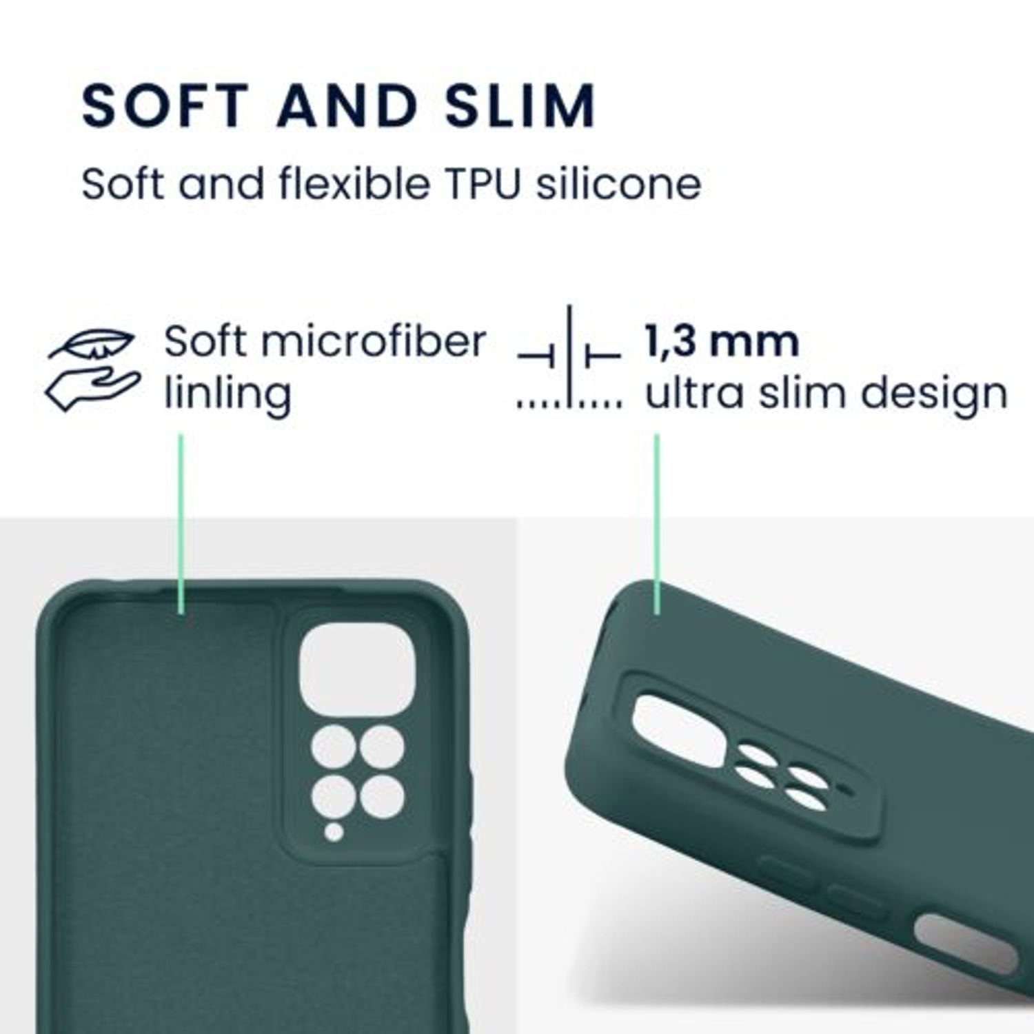 Husa Kwmobile pentru Xiaomi Redmi Note 11/Redmi Note 11s, Silicon, Verde, 57918.169 fotografia produsului View 2 L