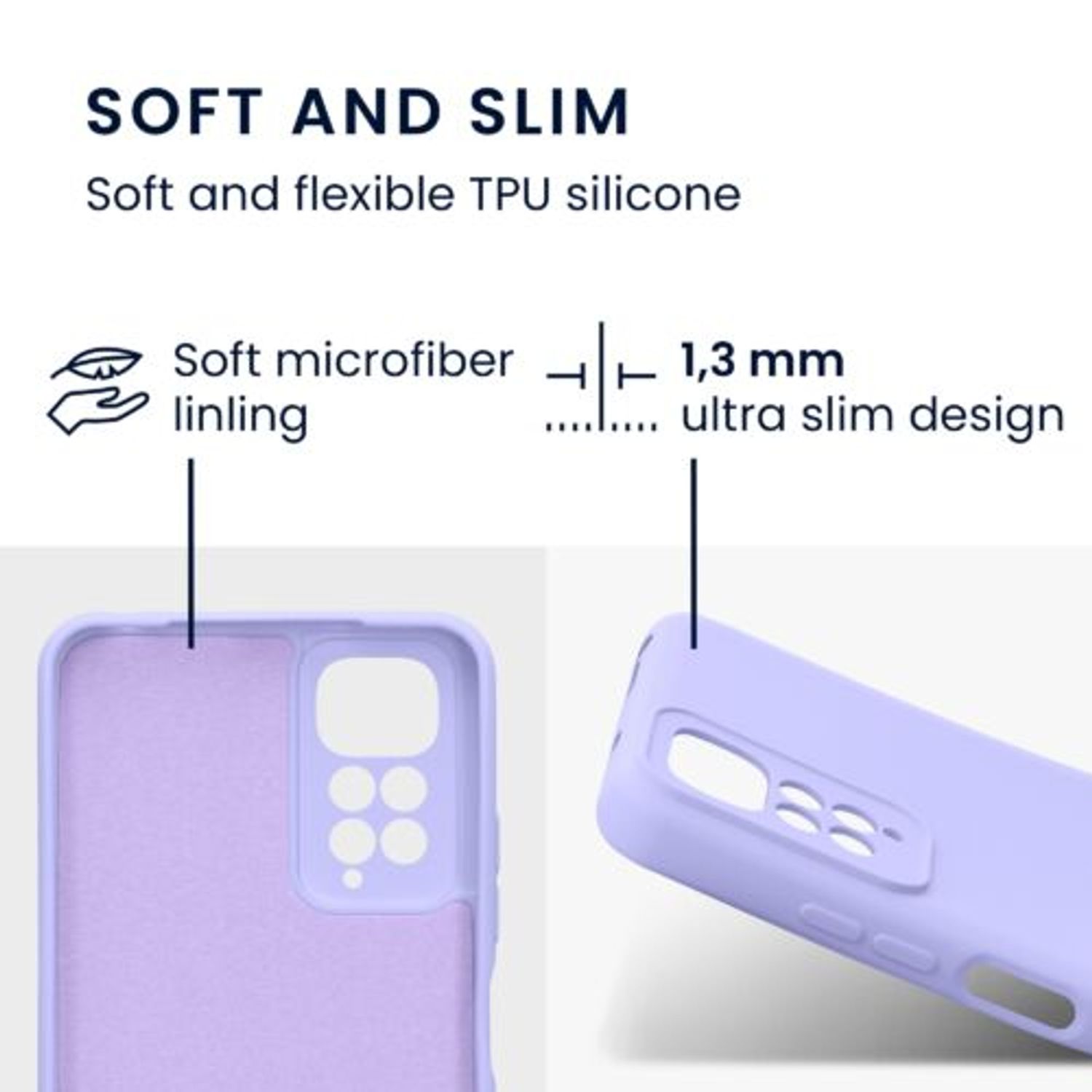 Husa Kwmobile pentru Xiaomi Redmi Note 11/Redmi Note 11s, Silicon, Mov, 57918.139 fotografia produsului View 2 L