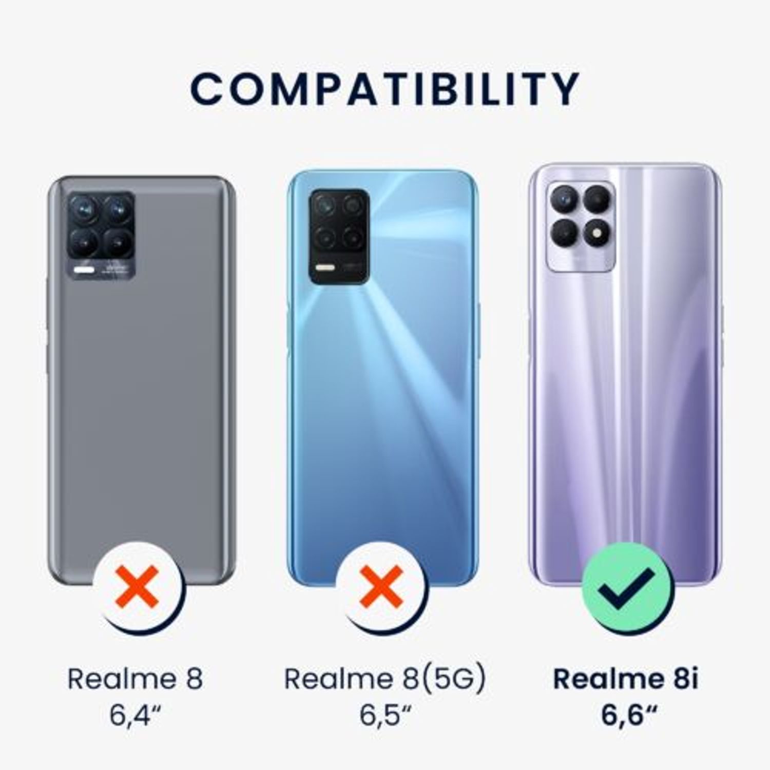 Husa Kwmobile pentru Realme 8i, Silicon, Negru/Alb, 58696.01 fotografia produsului View 5 L