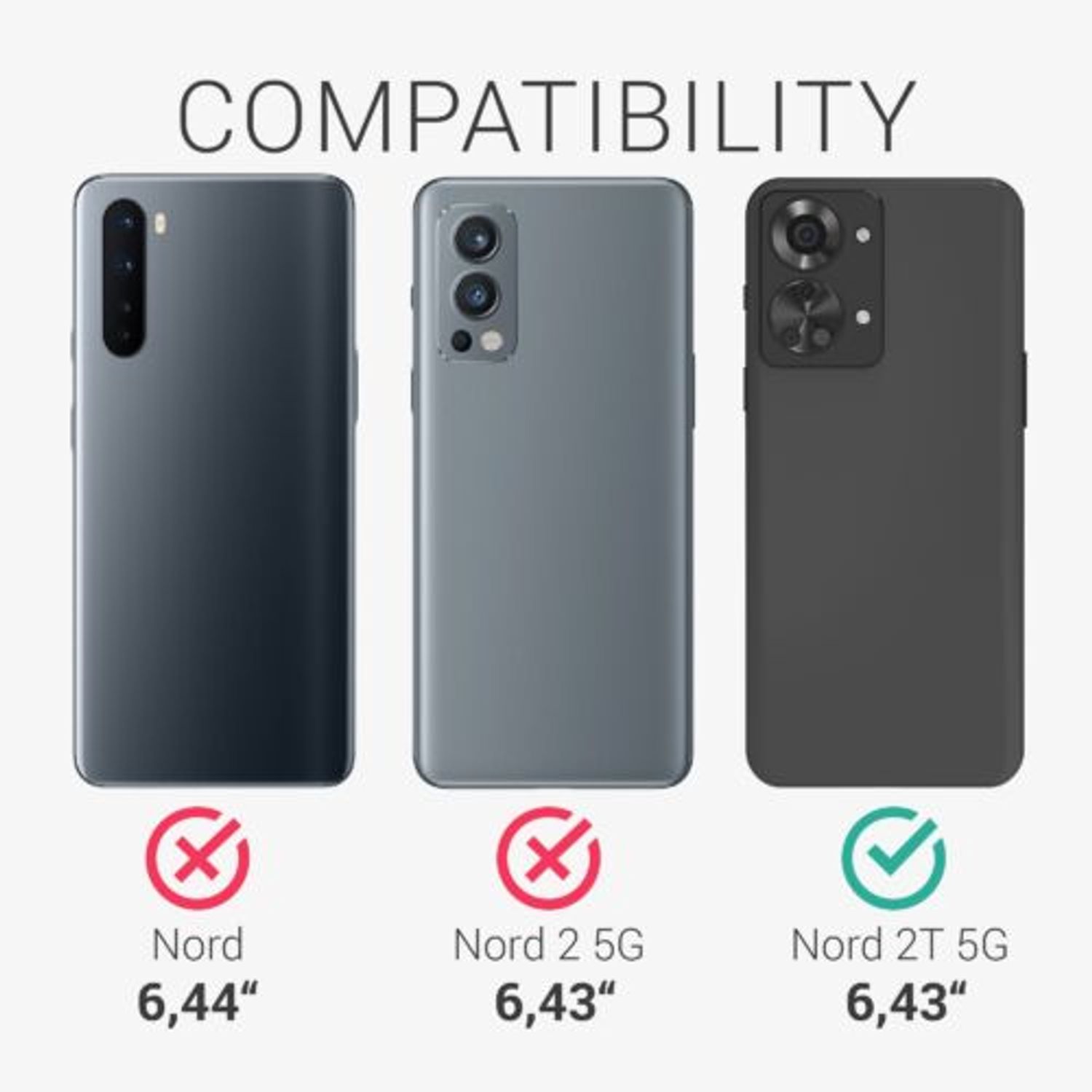 Husa Kwmobile pentru OnePlus Nord 2T, Textil, Gri, 58768.01 fotografia produsului View 12 L