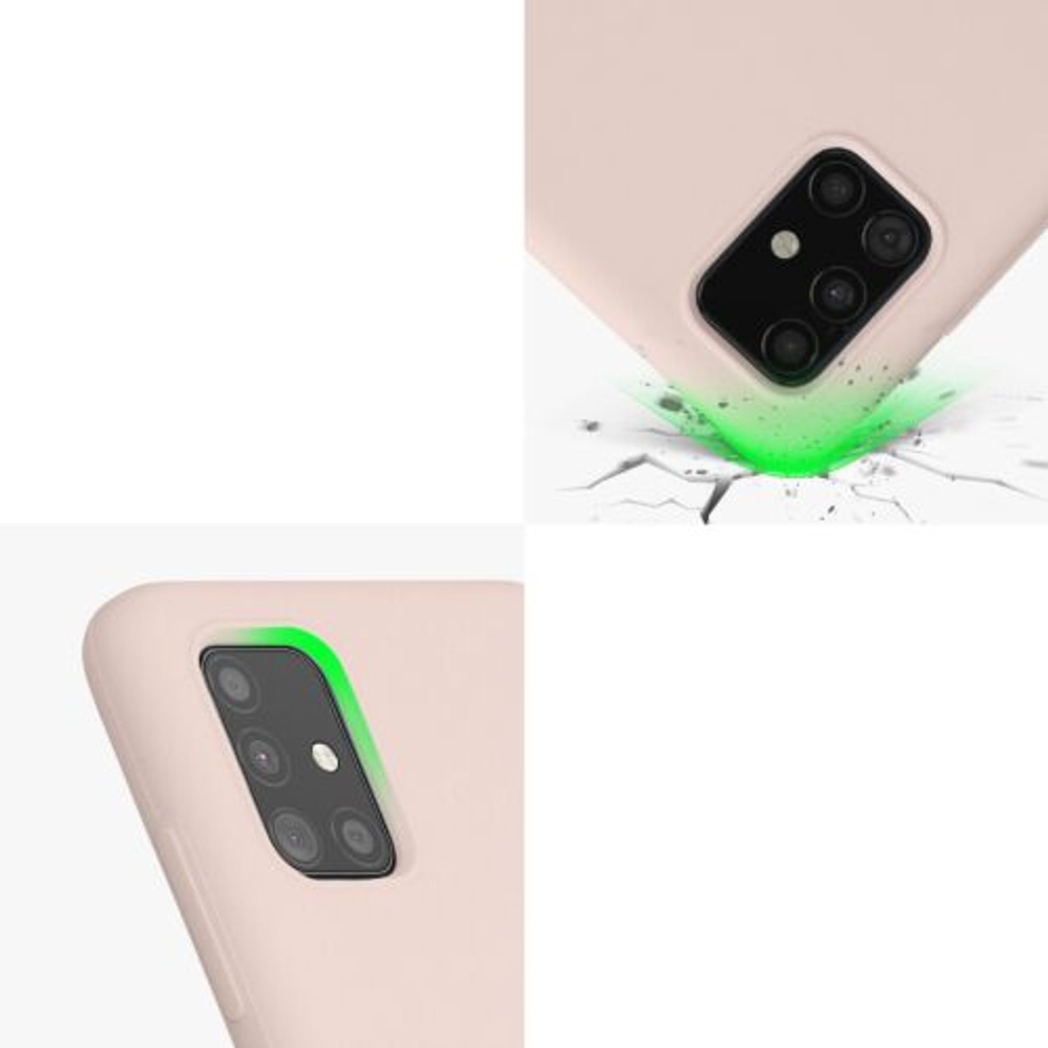 Husa Kwmobile pentru Samsung Galaxy A51, Silicon, Crem, 51197.225 fotografia produsului View 8 L