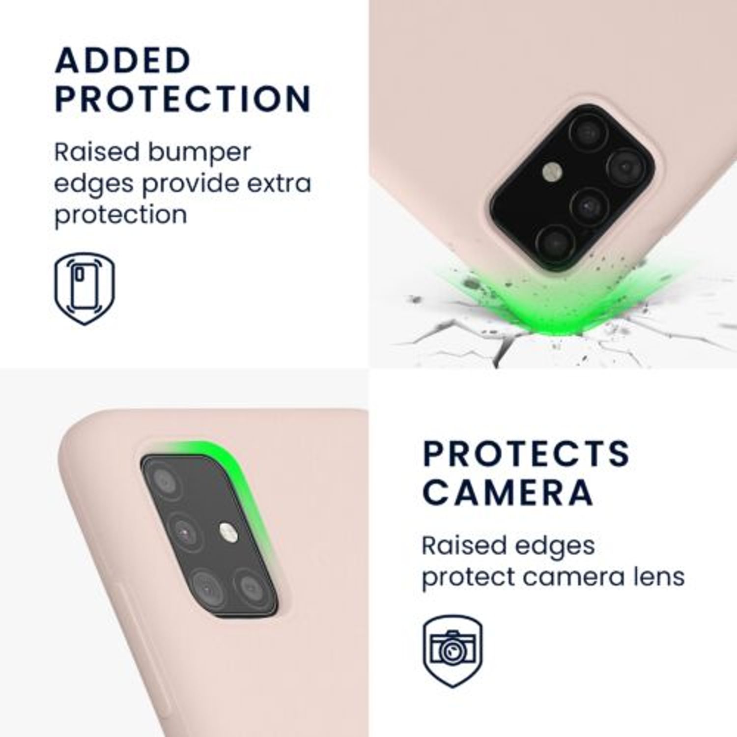 Husa Kwmobile pentru Samsung Galaxy A51, Silicon, Crem, 51197.225 fotografia produsului View 4 L