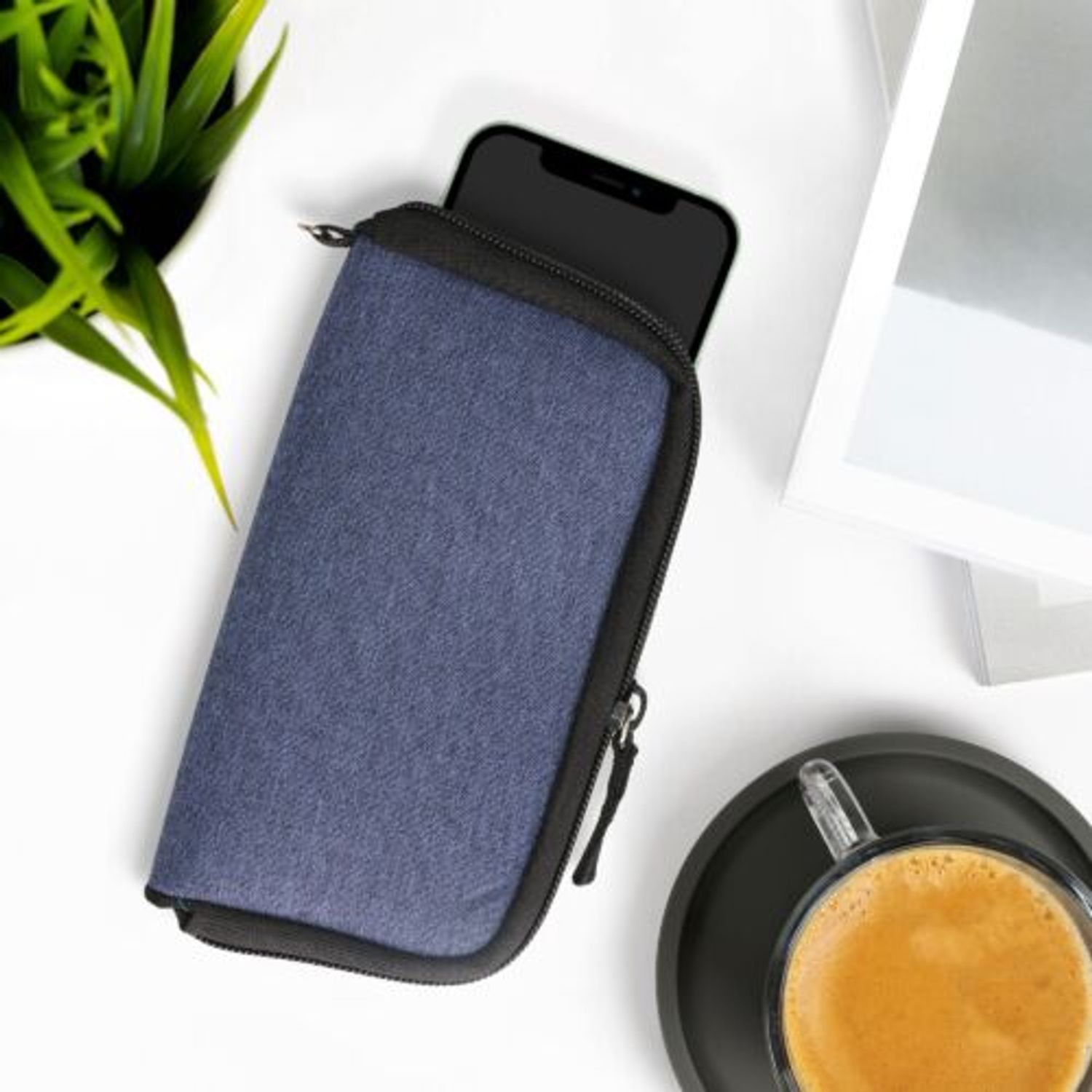 Husa Universala Kwmobile marime L - 6,5 inch, Textil, Albastru, 58825.3.17 fotografia produsului View 2 L