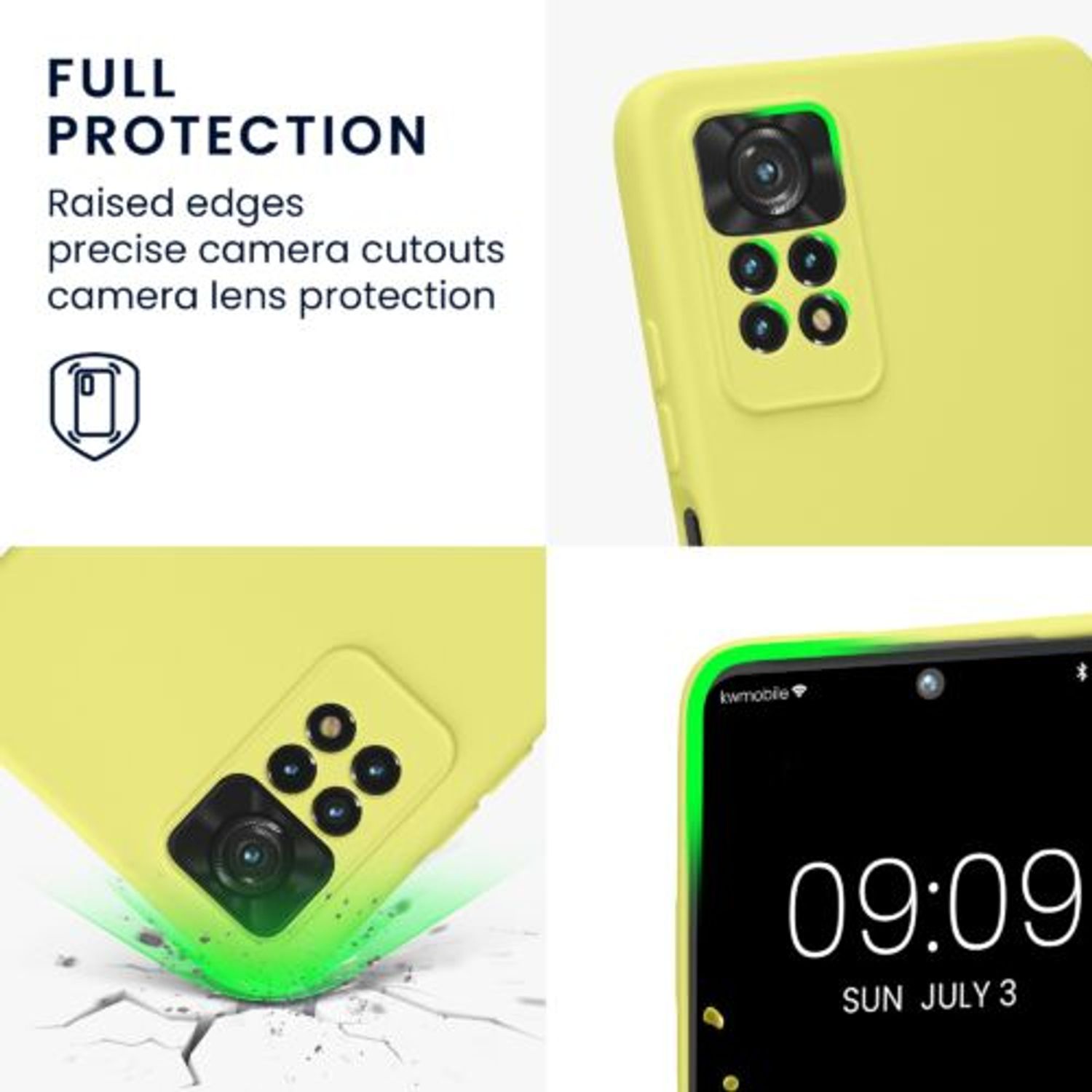 Husa Kwmobile pentru Xiaomi Redmi Note 11 Pro/Redmi Note 11 Pro 5G, Silicon, Galben, 57919.165 fotografia produsului View 3 L