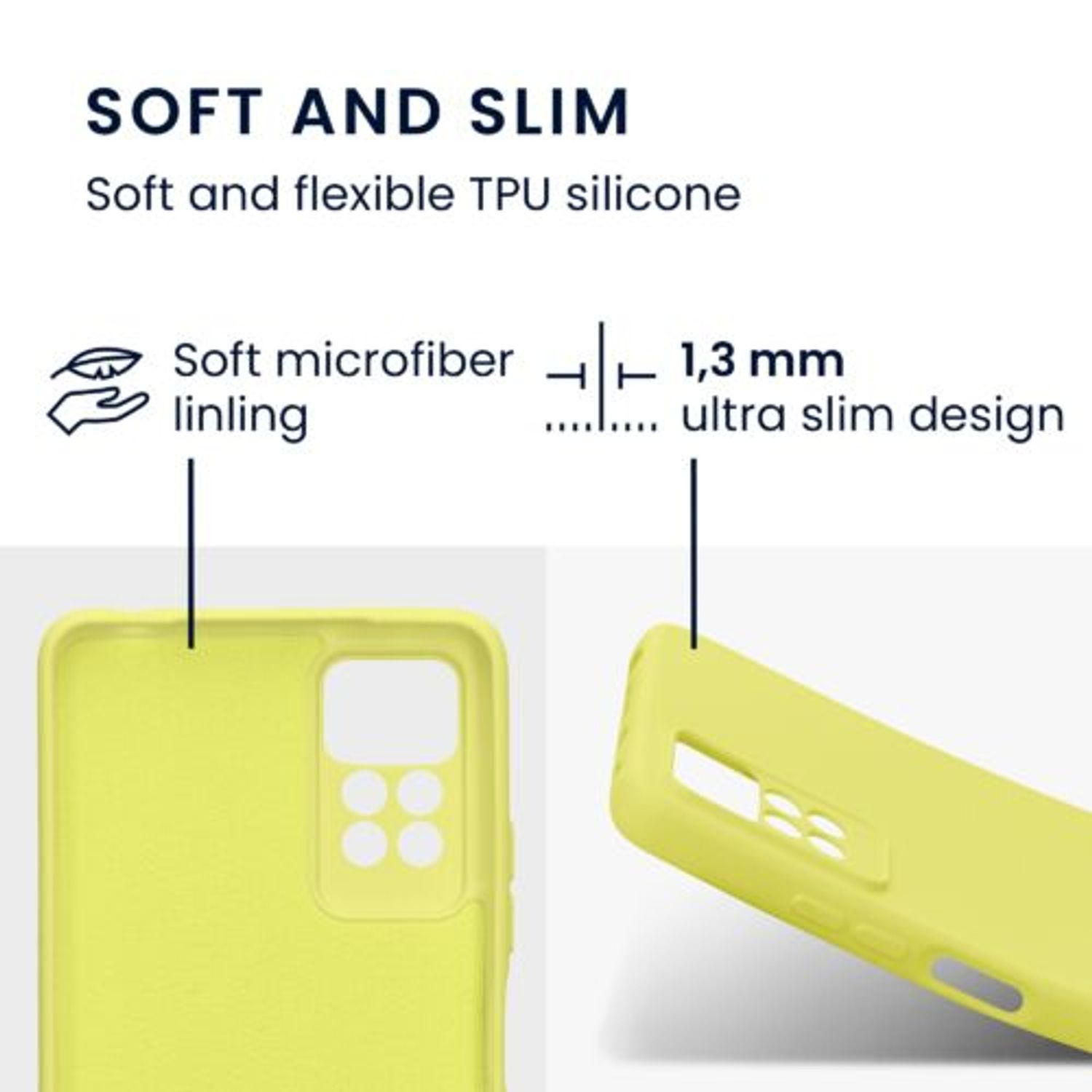 Husa Kwmobile pentru Xiaomi Redmi Note 11 Pro/Redmi Note 11 Pro 5G, Silicon, Galben, 57919.165 fotografia produsului View 2 L