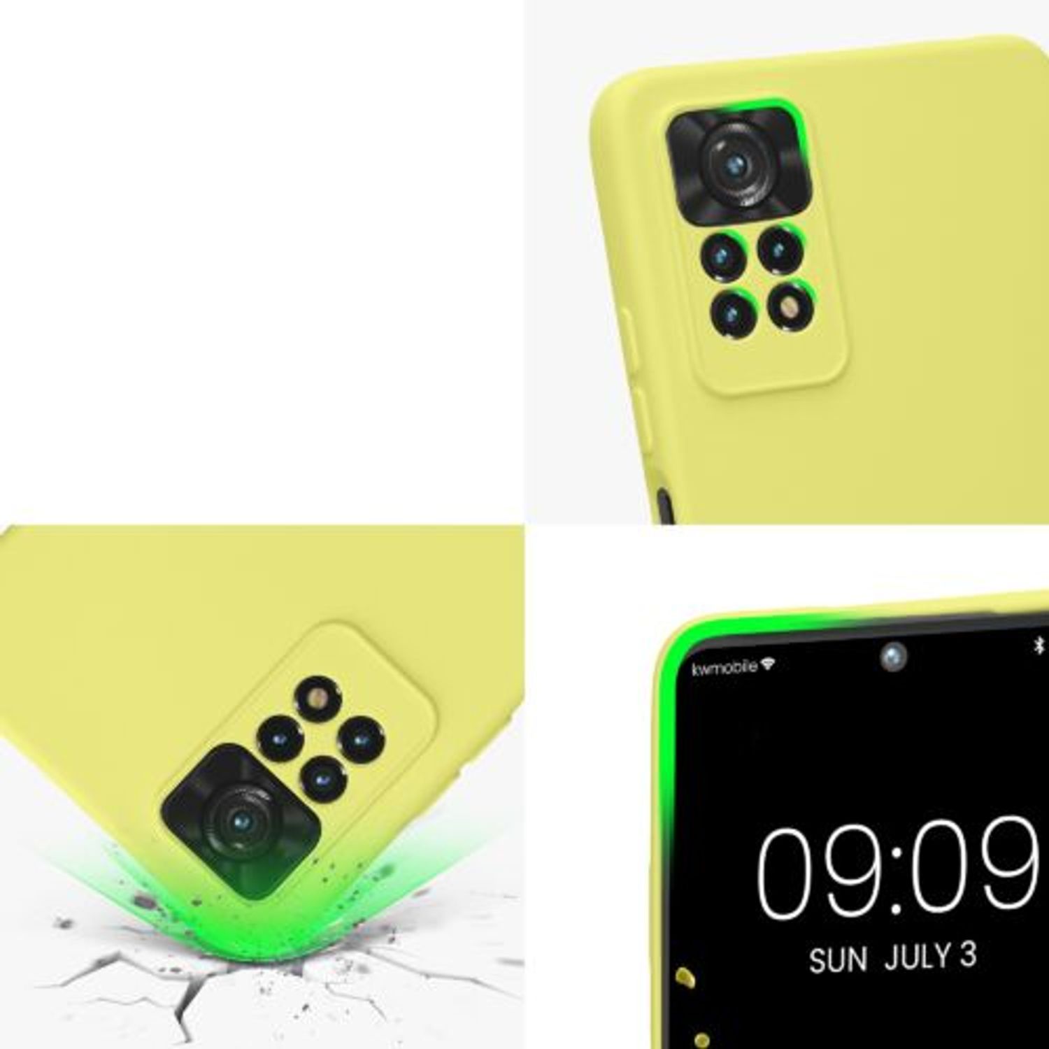 Husa Kwmobile pentru Xiaomi Redmi Note 11 Pro/Redmi Note 11 Pro 5G, Silicon, Galben, 57919.165 fotografia produsului View 7 L