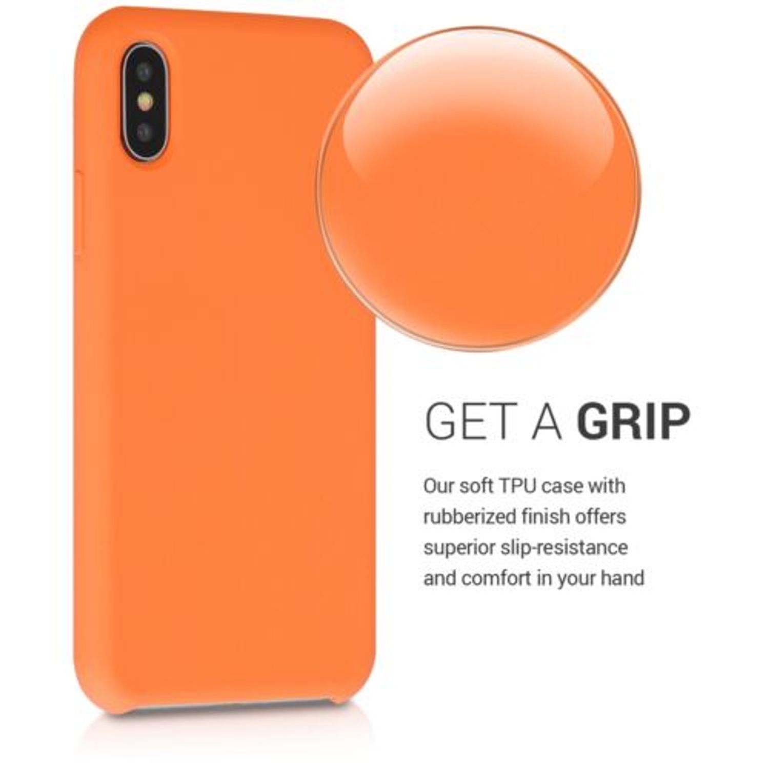 Husa pentru iPhone X/iPhone XS, Silicon, Portocaliu, 46313.150 fotografia produsului View 4 L