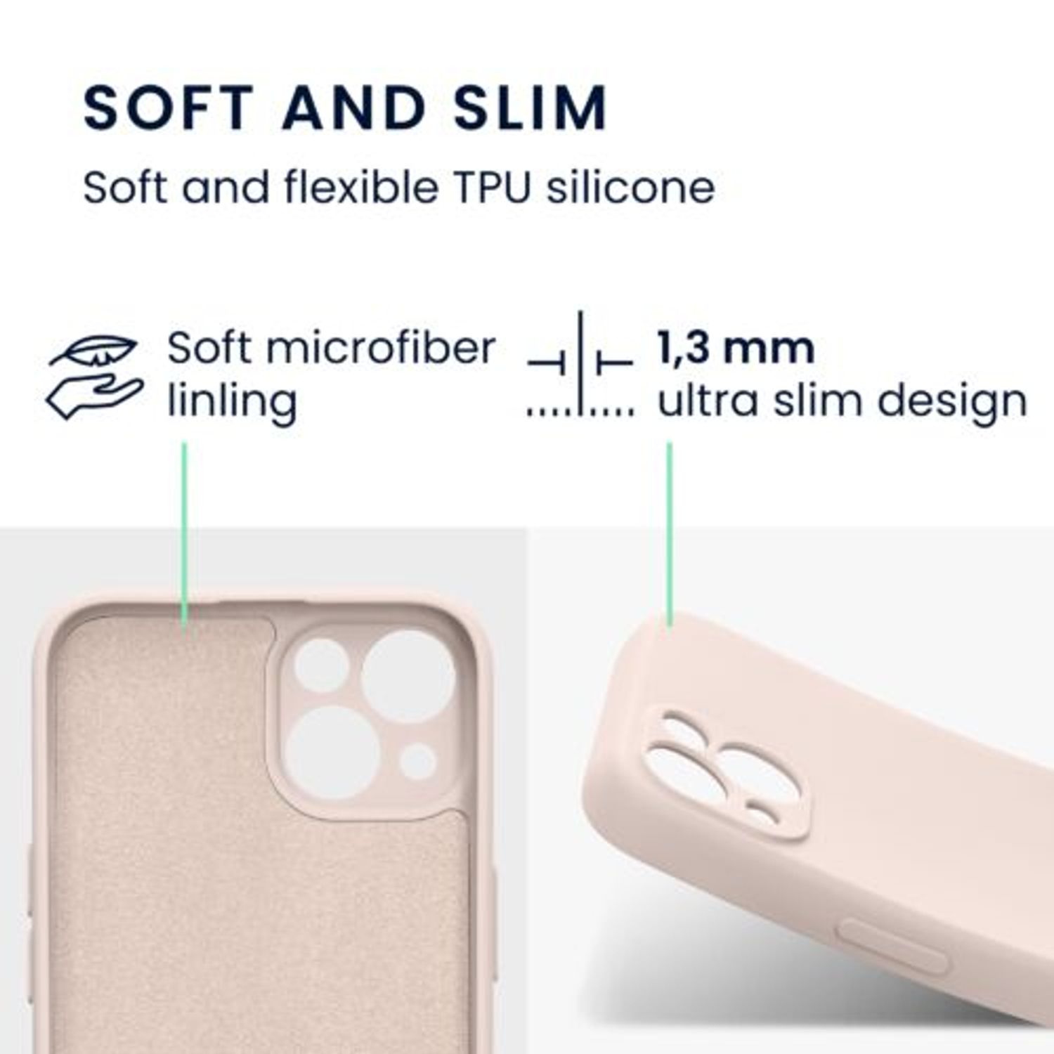Husa Kwmobile pentru Apple iPhone 13, Silicon, Crem, 58954.225 fotografia produsului View 2 L