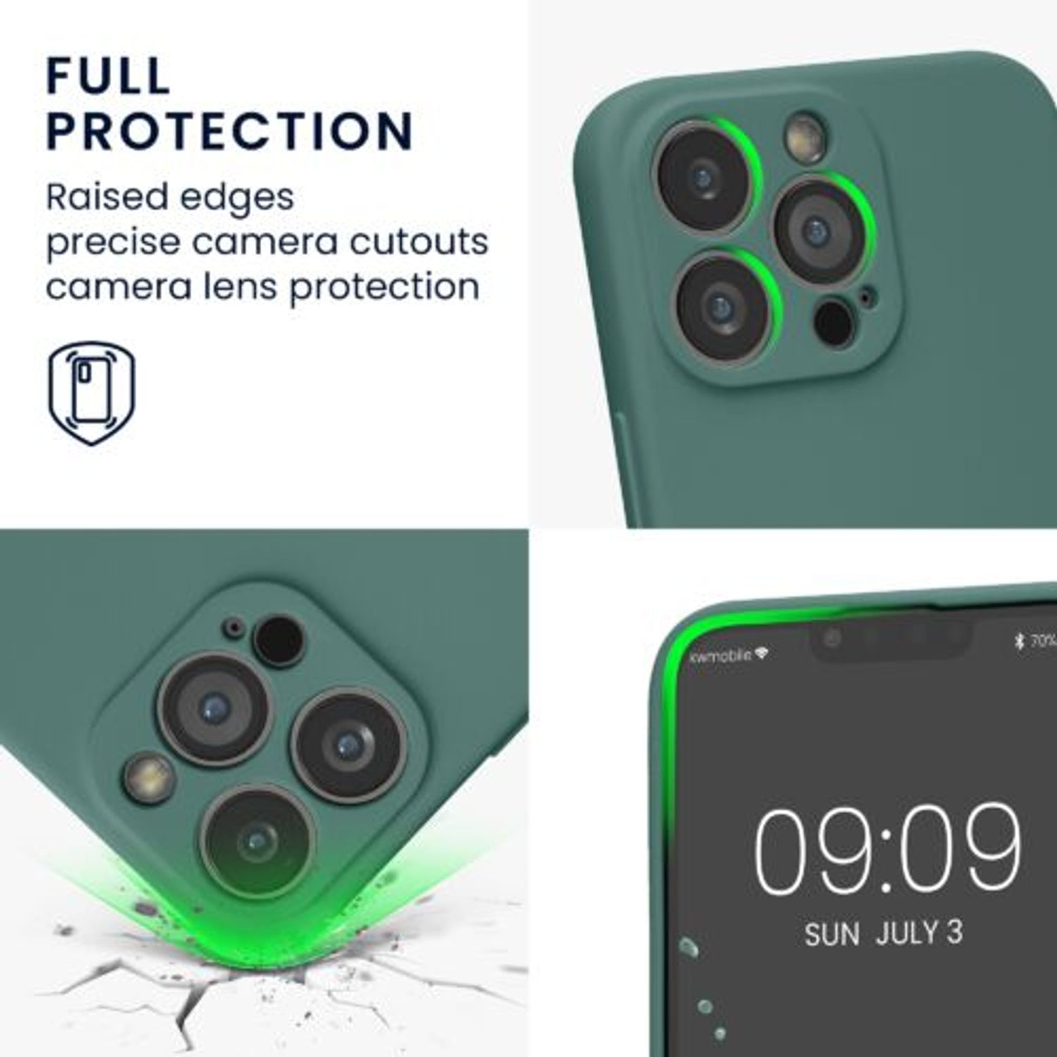 Husa Kwmobile pentru Apple iPhone 13 Pro, Silicon, Verde, 58955.166 fotografia produsului View 3 L