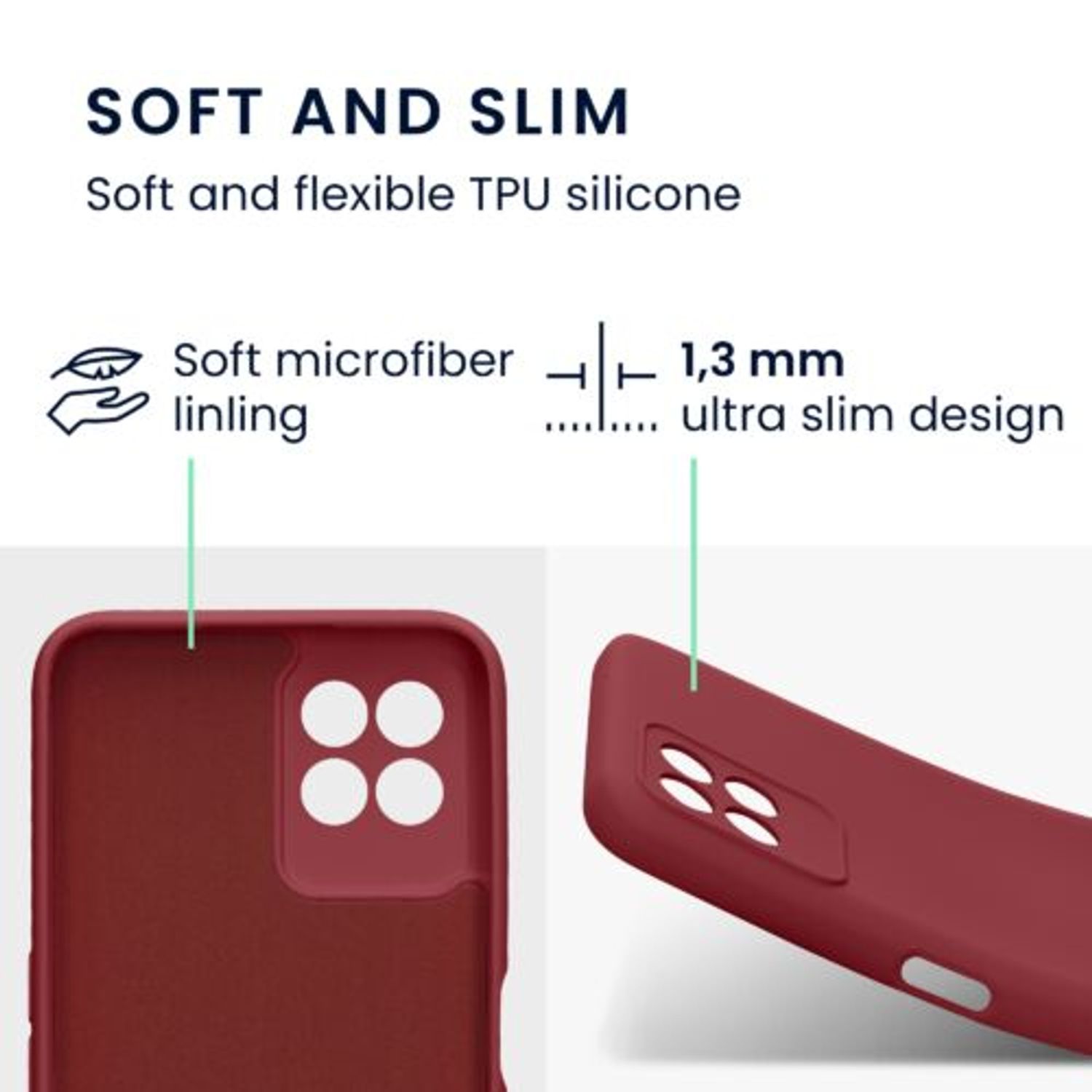 Husa Kwmobile pentru Realme 8i, Silicon, Rosu, 58293.167 fotografia produsului View 2 L